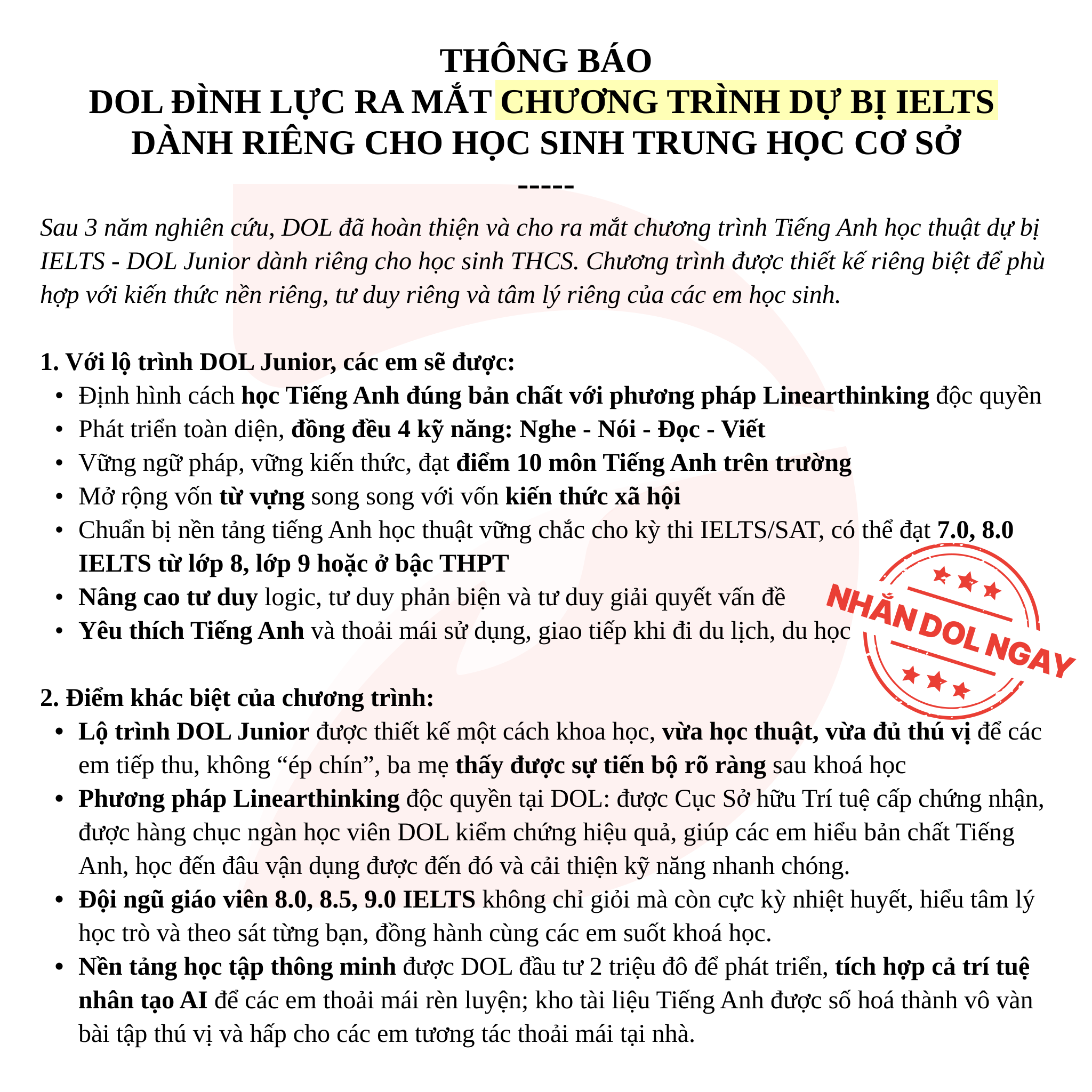 DOL Đình Lực - Junior & Kid Facebook ad