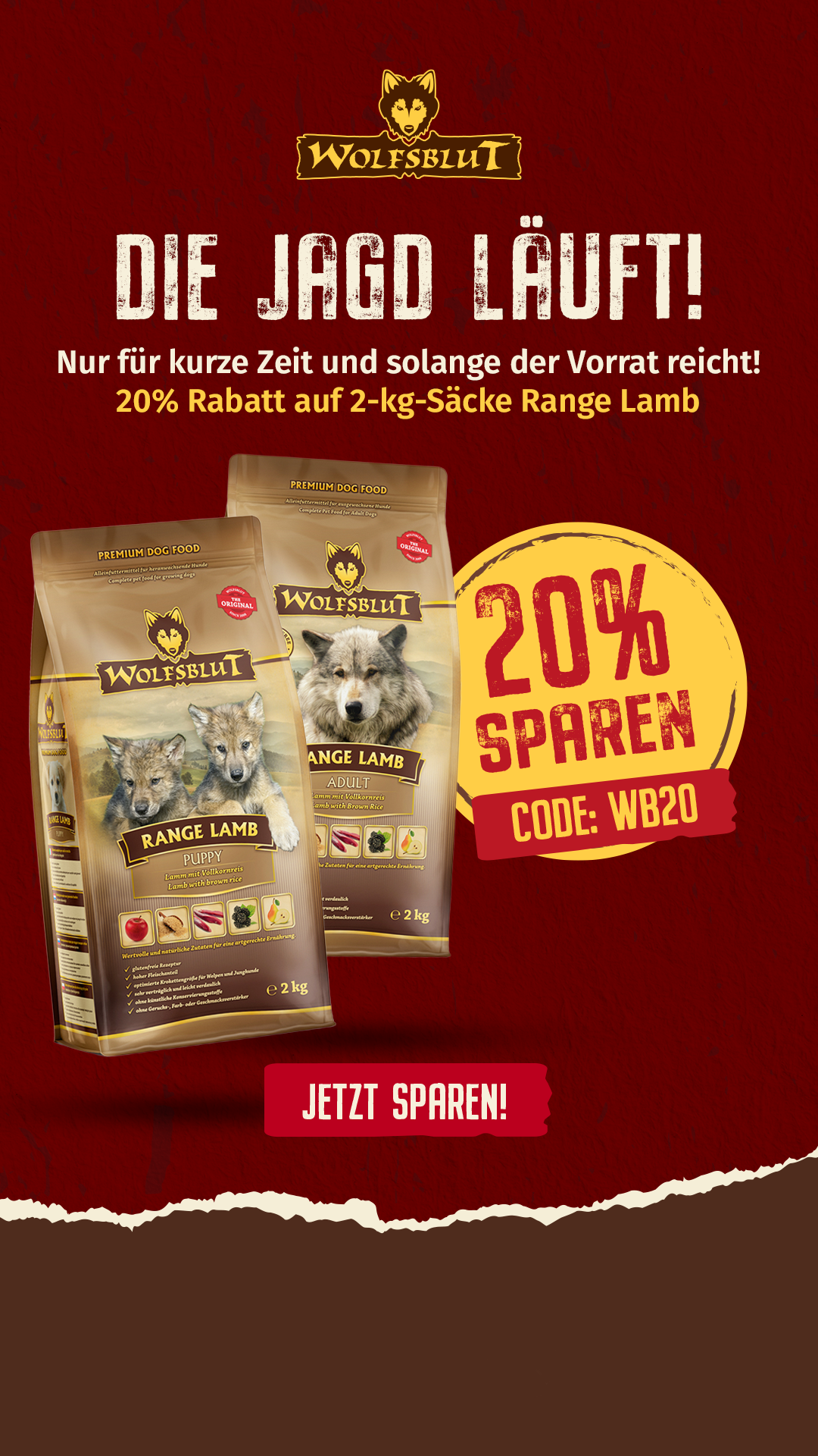 WOLFSBLUT Hundefutter Facebook ad