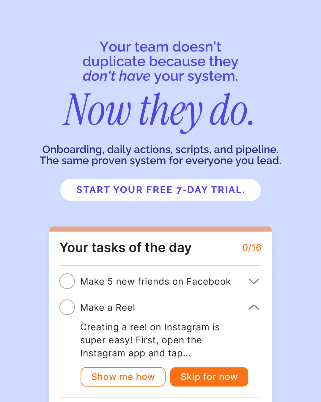 Saga - Network Marketing CRM Facebook ad: Your Pipeline, Finally Organized