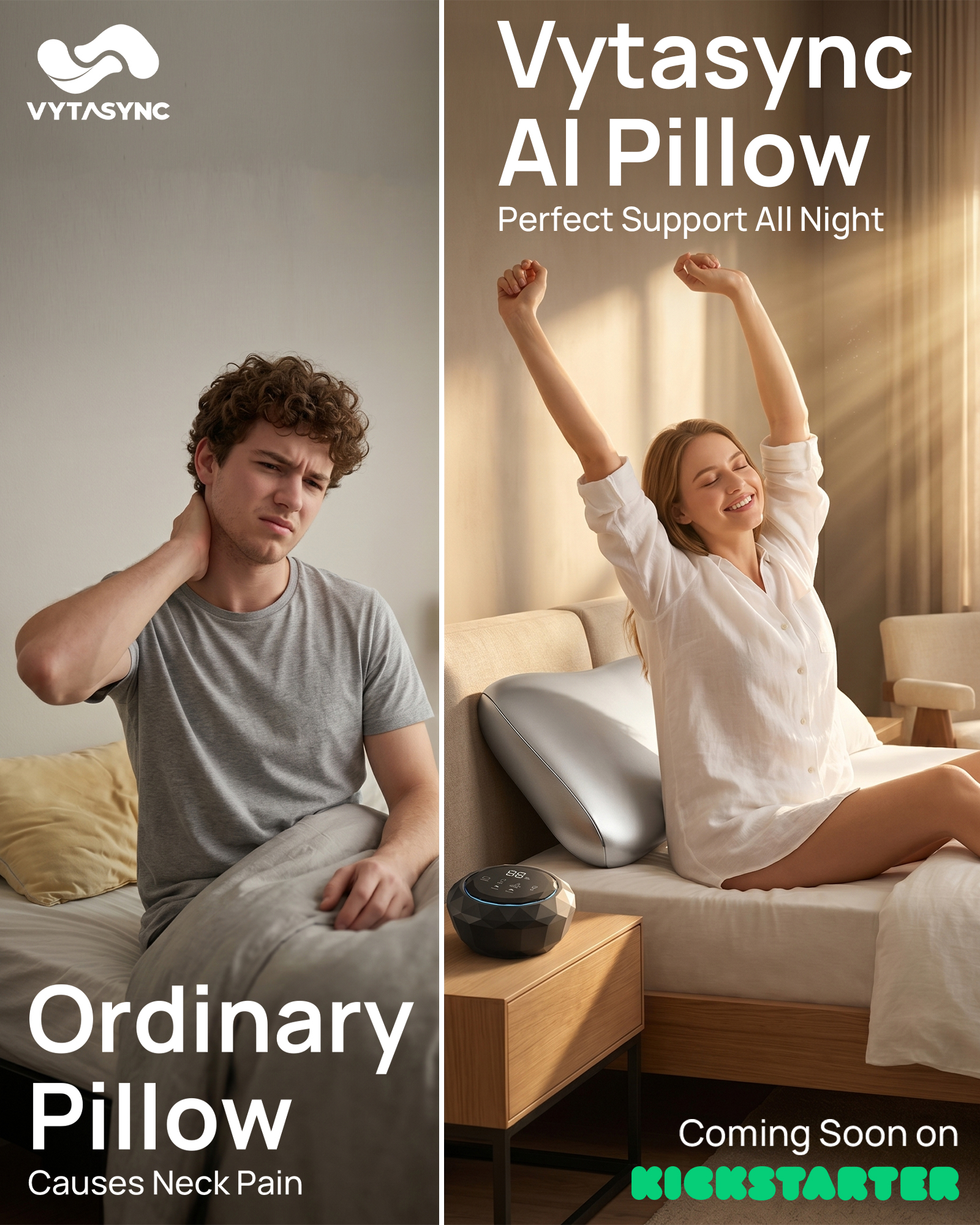 Vytasync Global Facebook ad: Coming soon: Vytasync: The Smart Air Pillow for Better Sleep