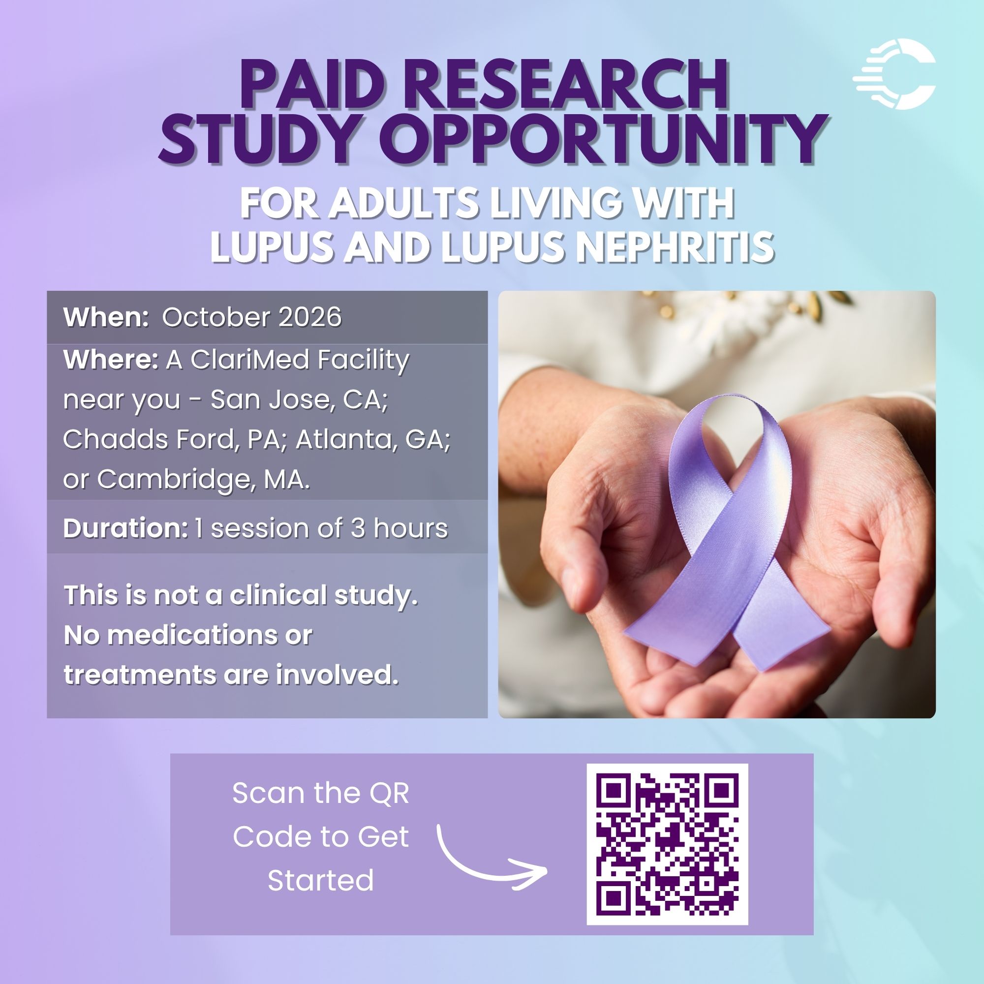 ClariMed, Inc Facebook ad: Patients and/or Caregivers of Chronic Medical Conditions…
