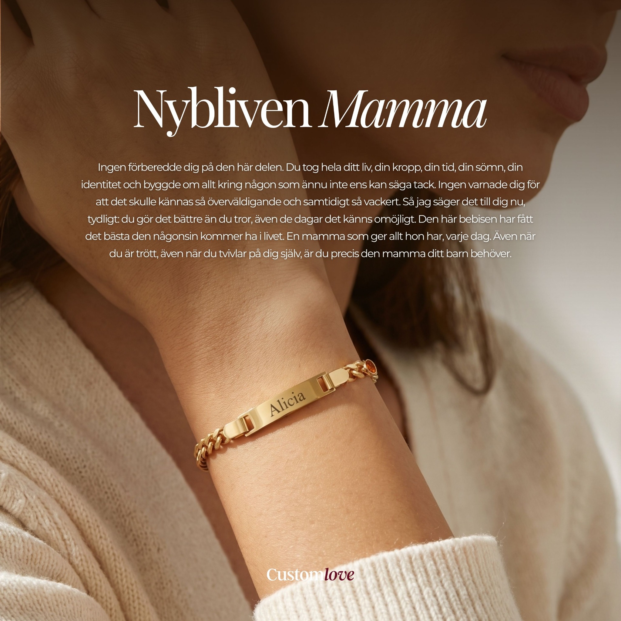 CustomLove Shop Facebook ad: Första mors dag. Fira det rätt.
