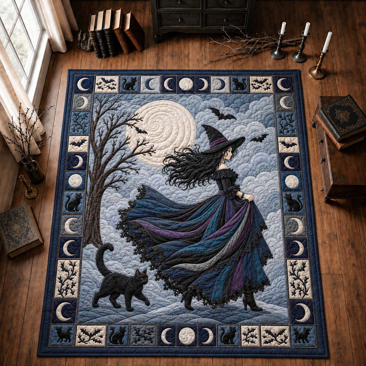 Patches Stitched Harmony Facebook ad: Moonlit Witch Walk Area Rug GDTONTD995