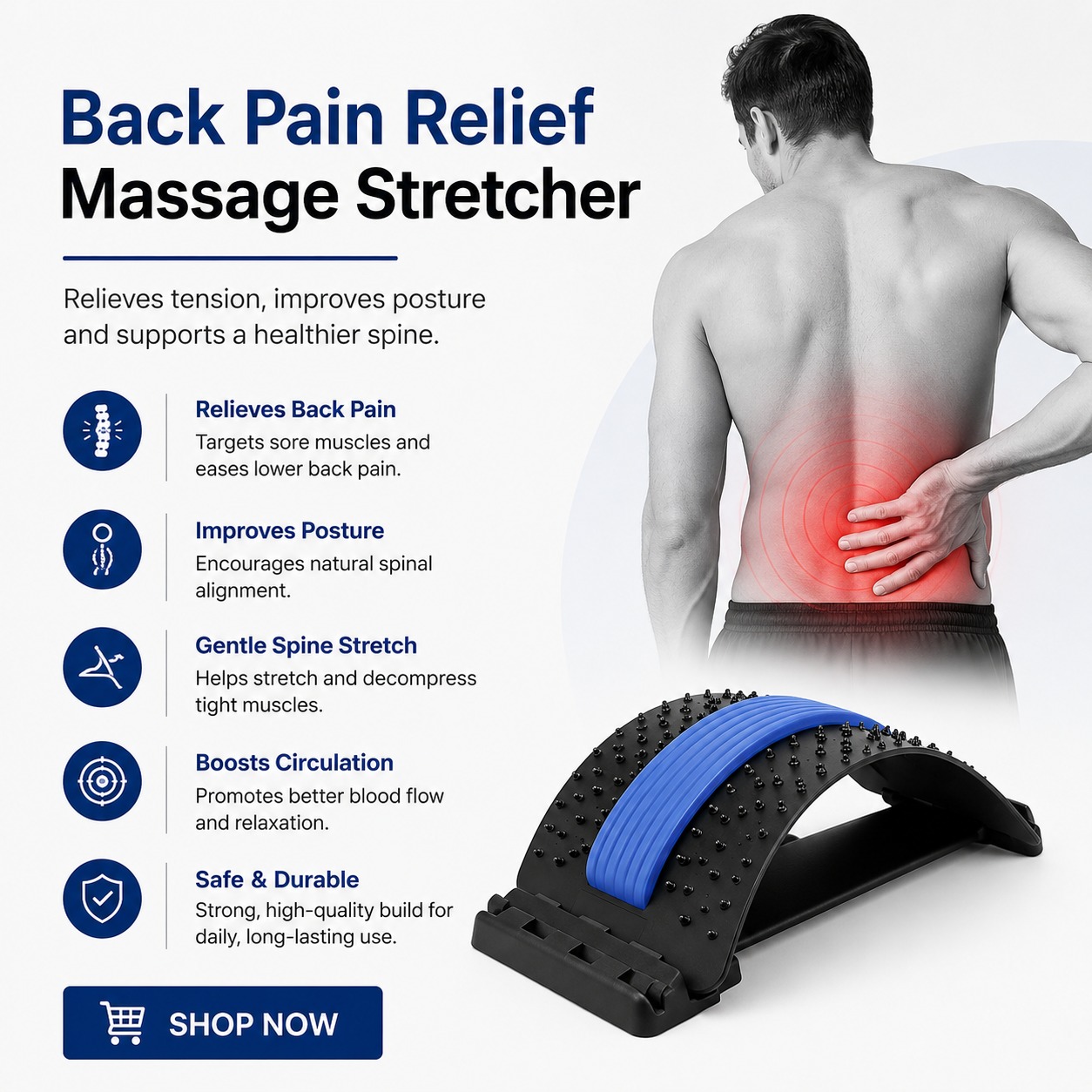 Cart Mentor Facebook ad: Relieve Back Tension at Home