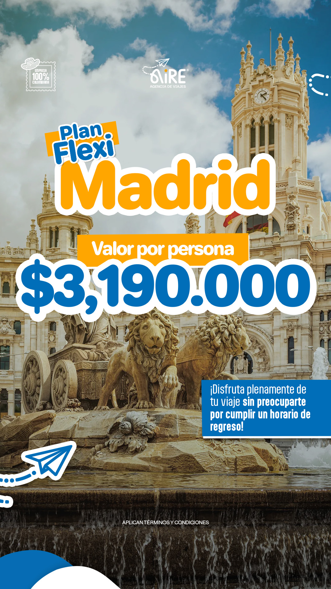 Viajes Aire Facebook ad: Viaja 100% seguro