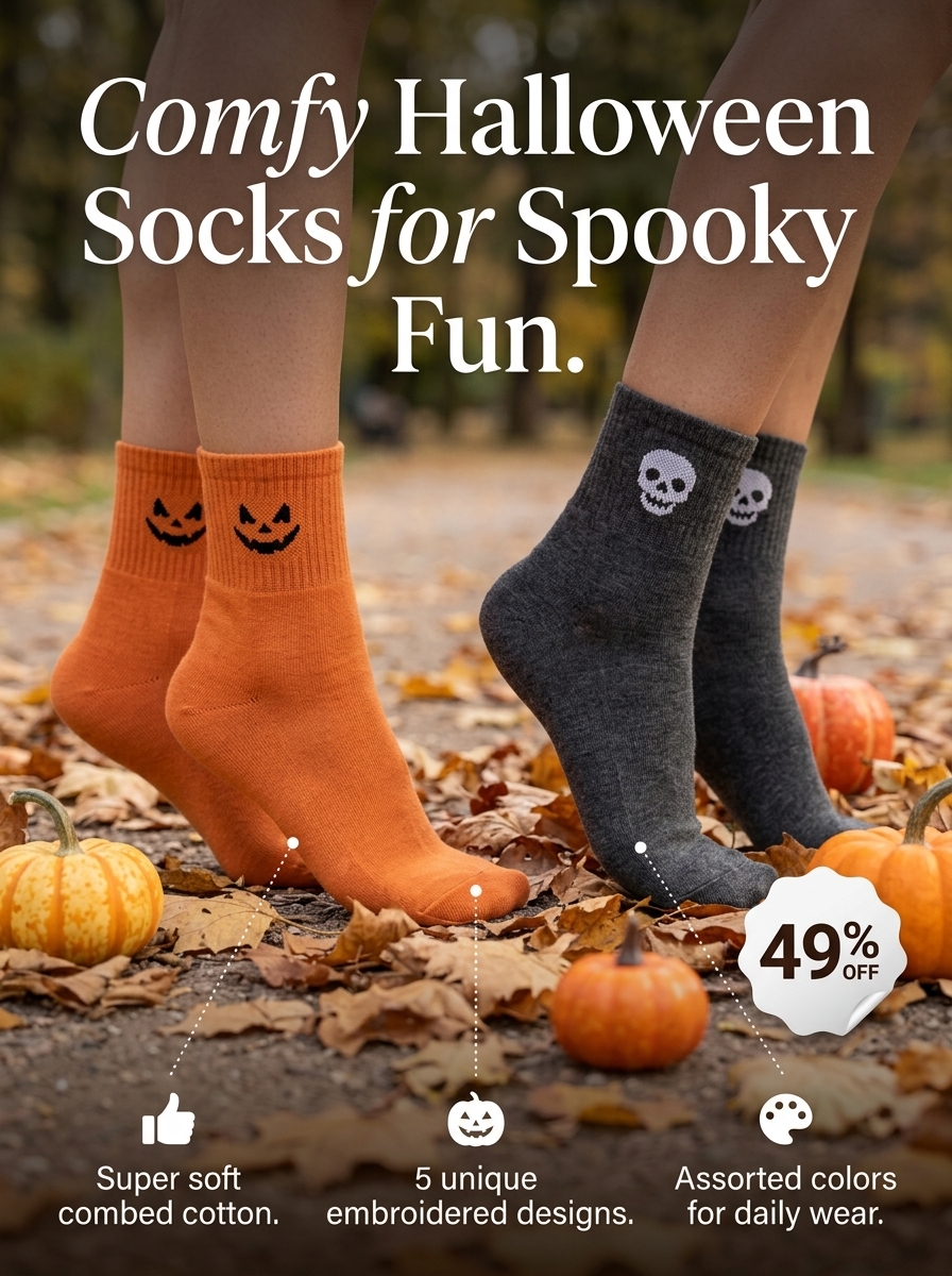 Achotoll Facebook ad: Halloween Embroidered Socks