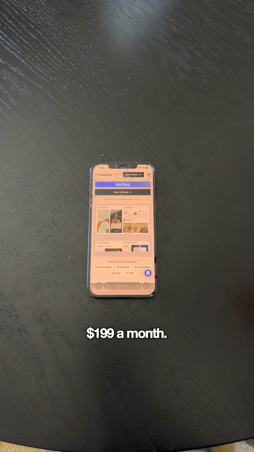 Feedbird Facebook ad: Social media, handled - $99/mo