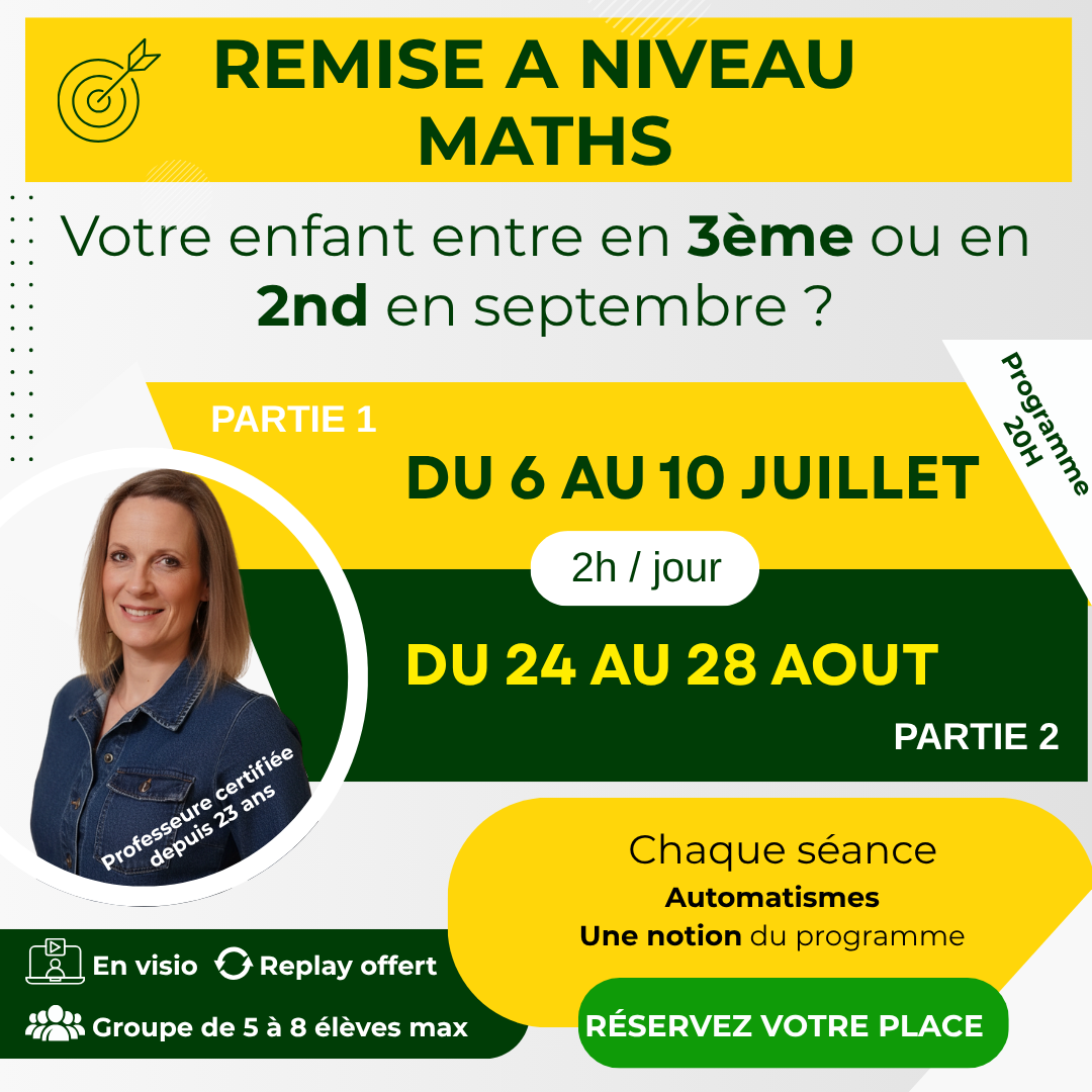 Sophie - Professeur particulier de Mathématiques Facebook ad: Remise à niveau pour une rentrée sereine!