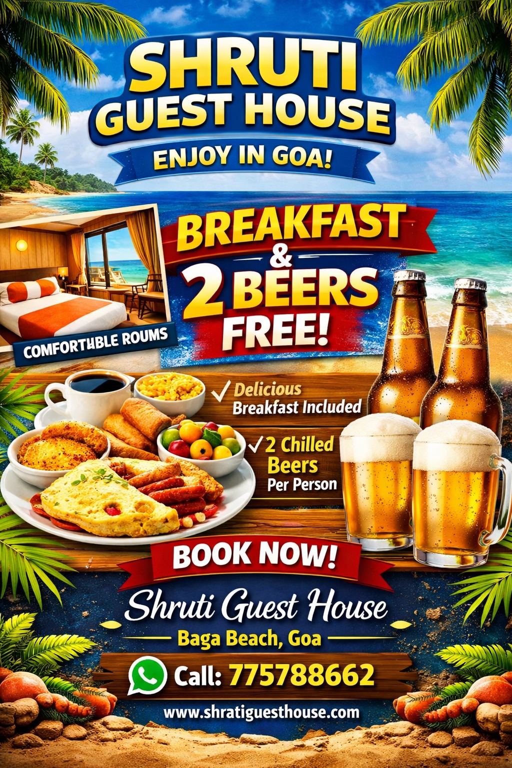 shruti gaust house Facebook ad: Tour and travel in goa Baga beach bookings…
