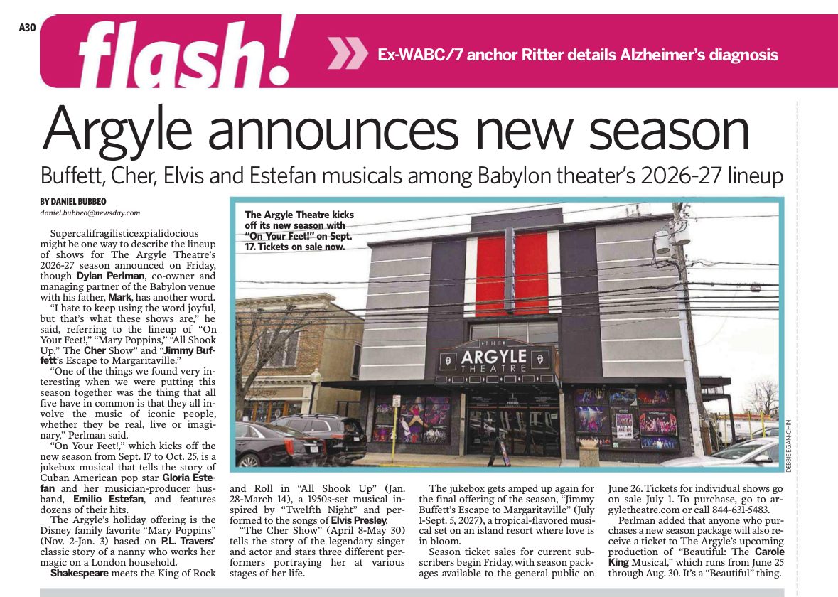 The Argyle Theatre at Babylon Village Facebook ad: Main Stage Shows | Argyle Theatre