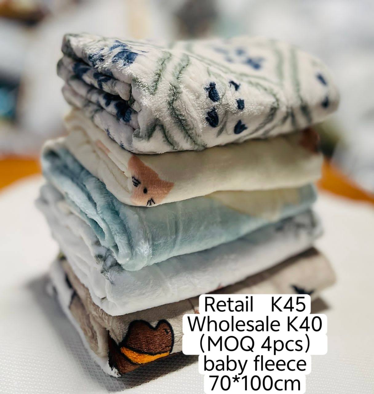 Home Decor Zambia Facebook ad: premium quality baby fleece promotion at k45 each…