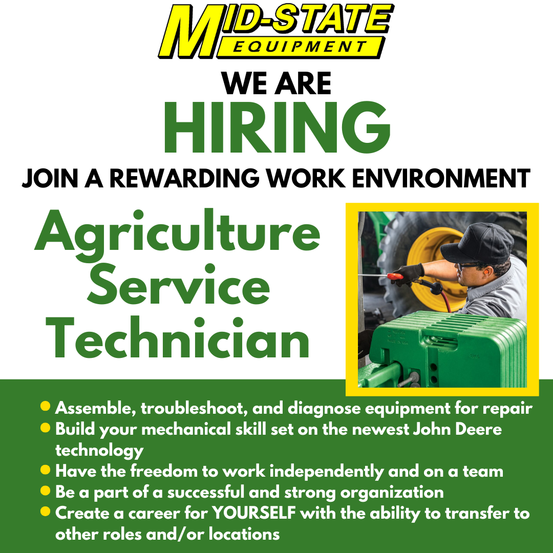 Mid-State Equipment Facebook ad: Agriculture Service Tech