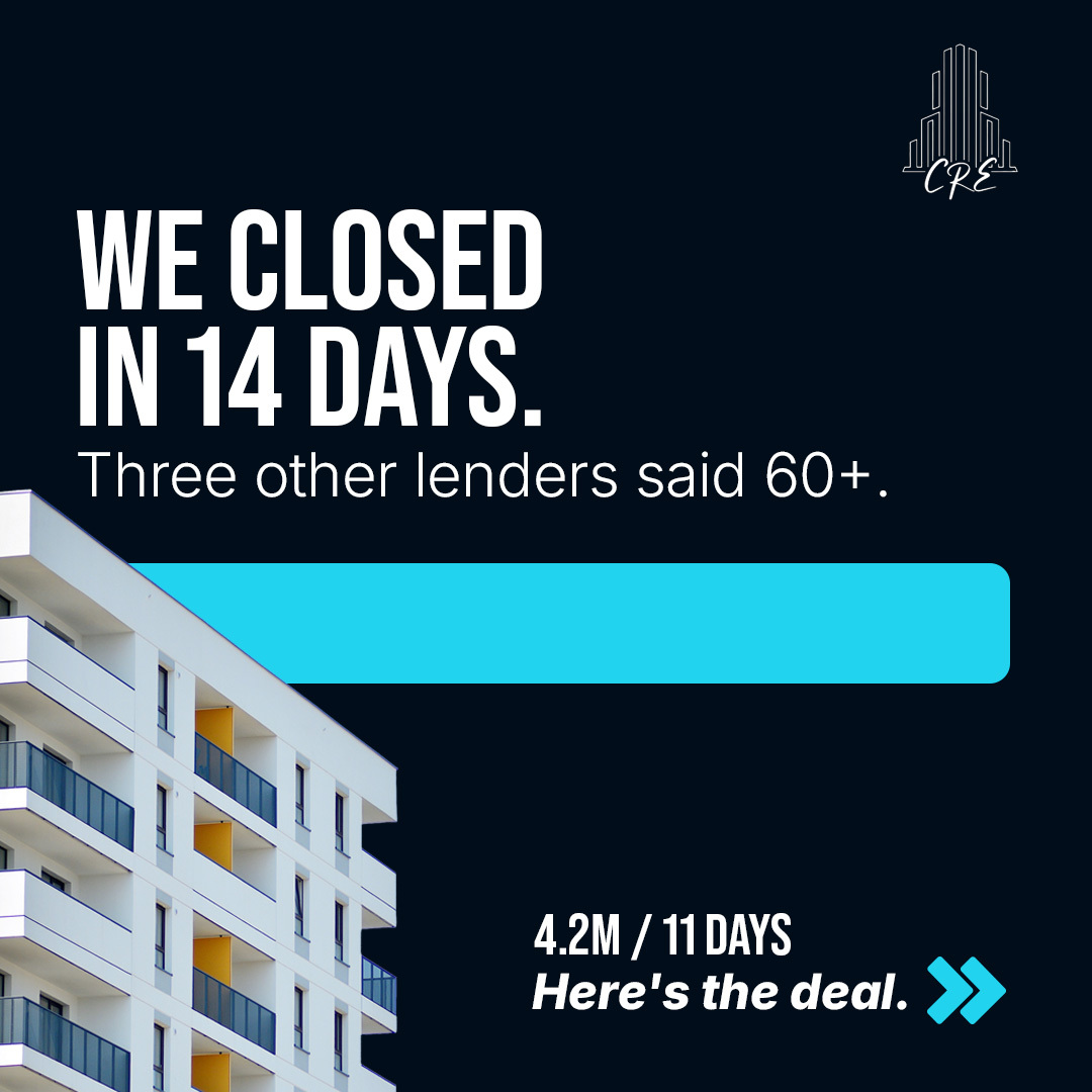 CRE Capital Investments Facebook ad: Three lenders said 60+ days.