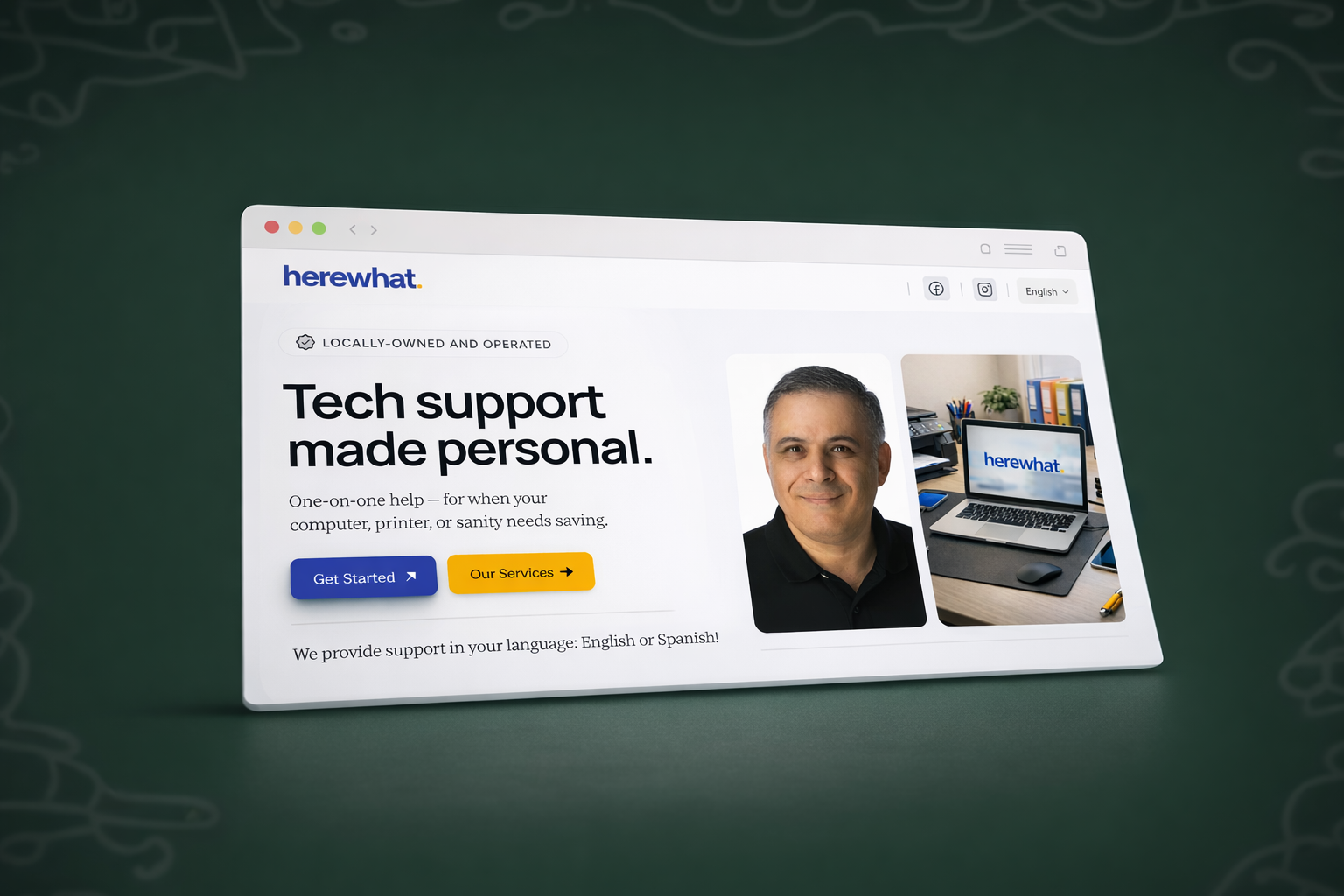 Herewhat Tech Services Facebook ad: Tech Problems? I've Got You.