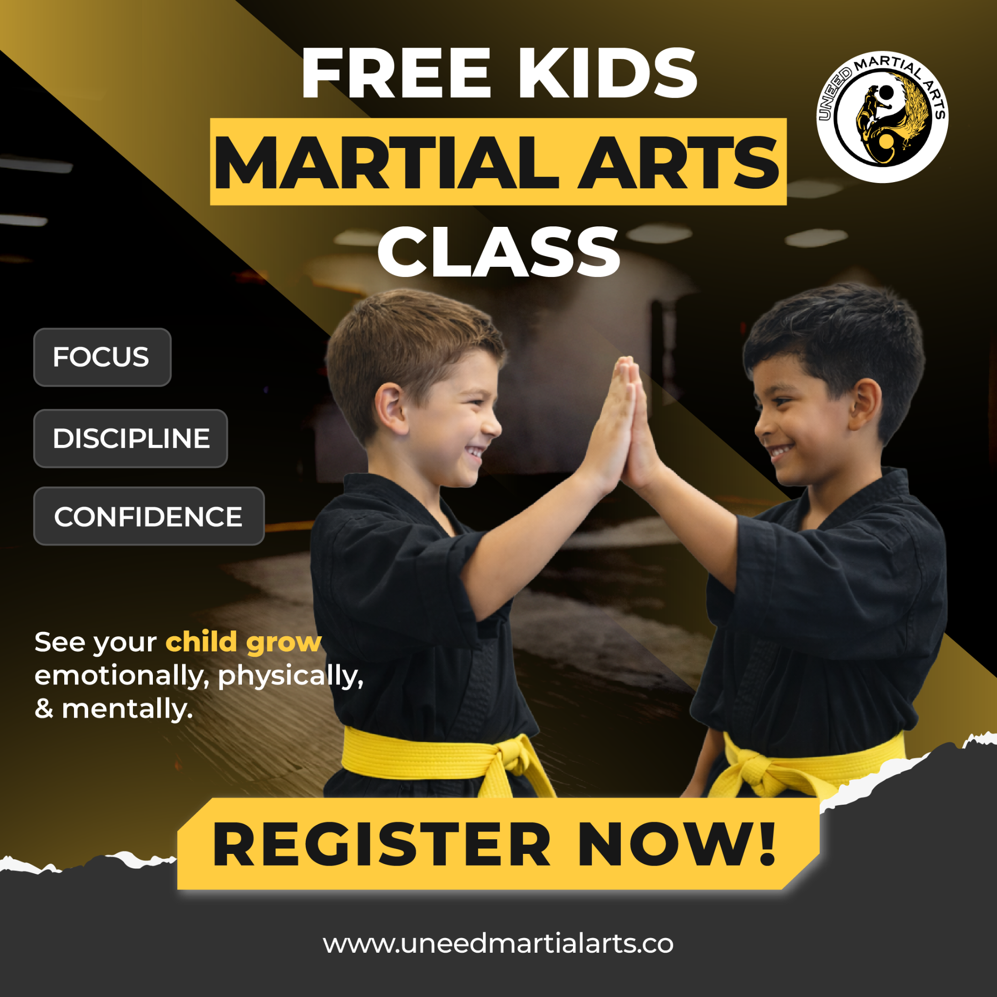 Uneed Martial Arts Facebook ad: Free Kids Intro Lesson!
