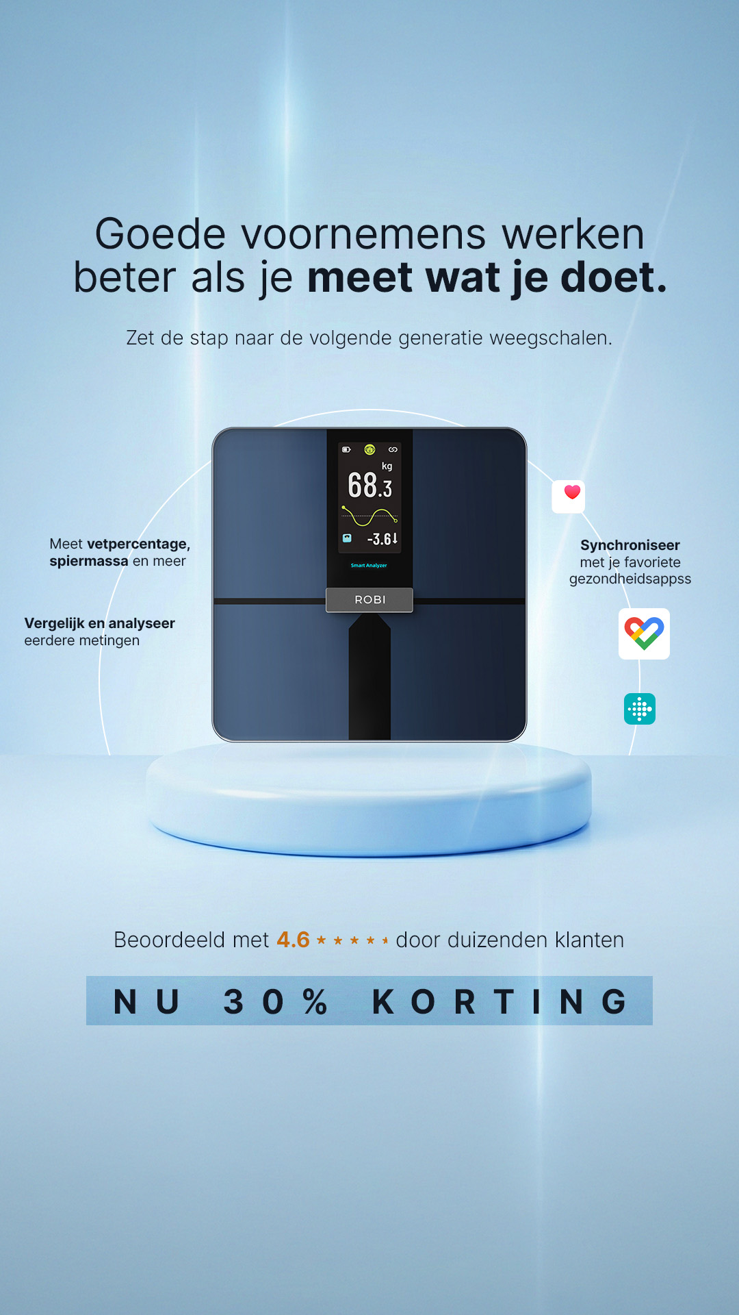 Robi Store Facebook ad: Ontdek de slimme weegschalen