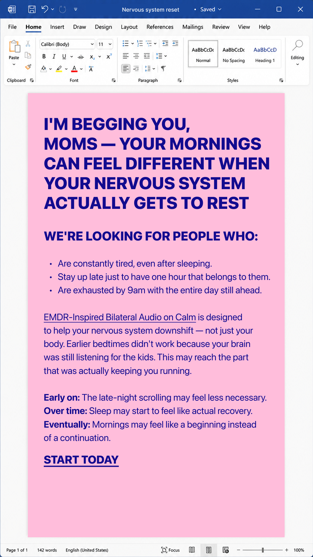 Calm Facebook ad