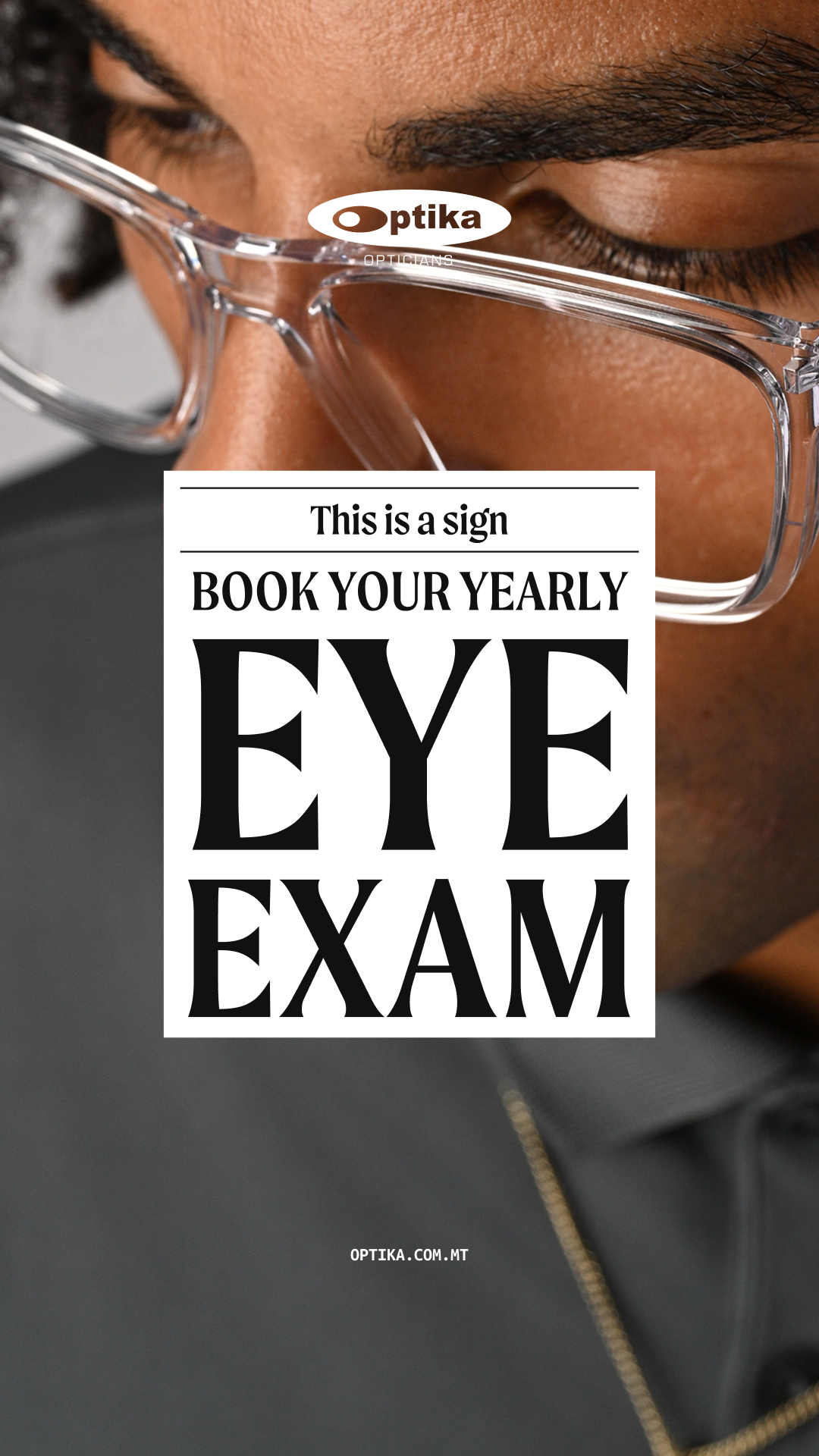 Optika Opticians Facebook ad: Book an Eye Test at Optika