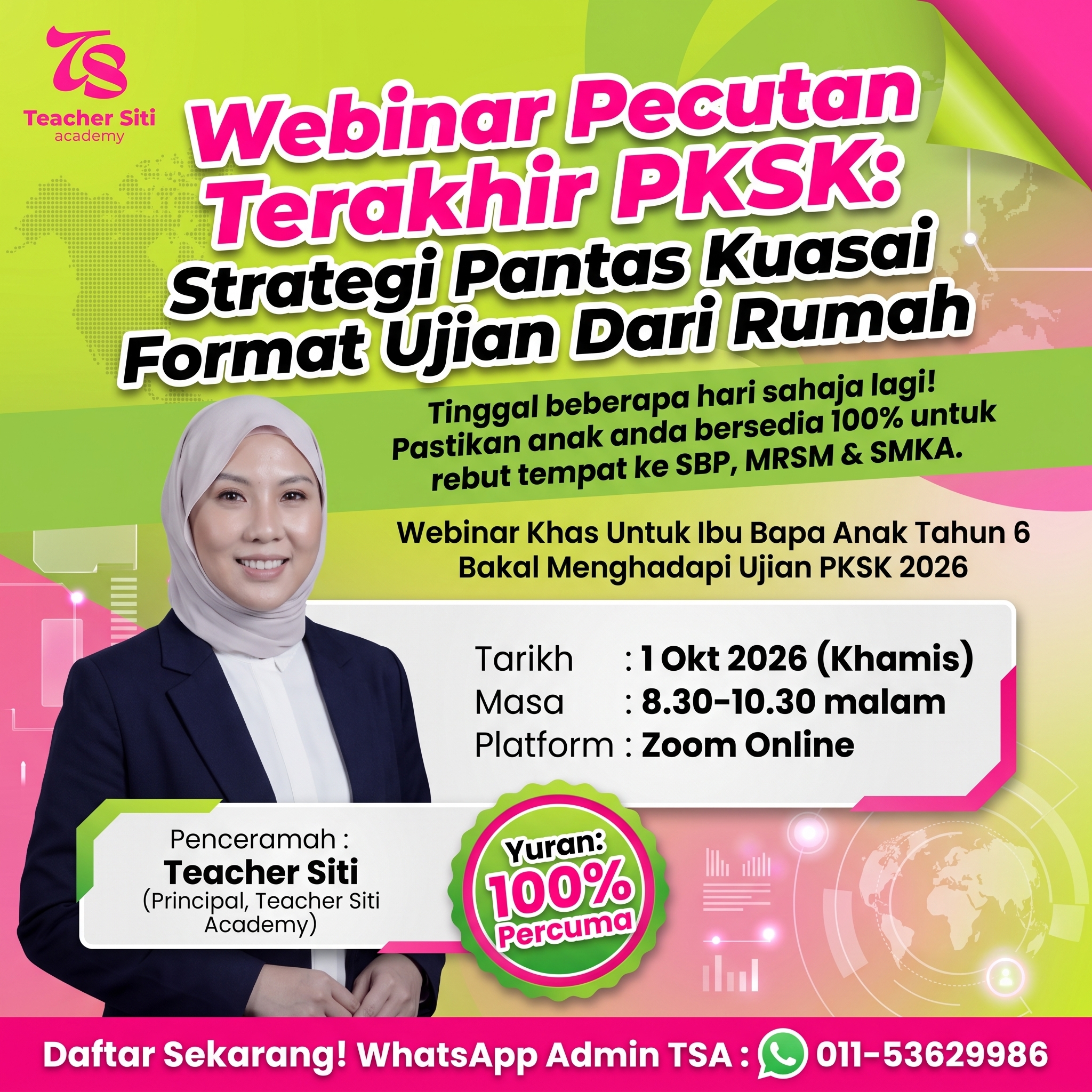 Teacher Siti Academy Facebook ad: Tinggal beberapa hari sahaja lagi sebelum dewan peperiksaan…