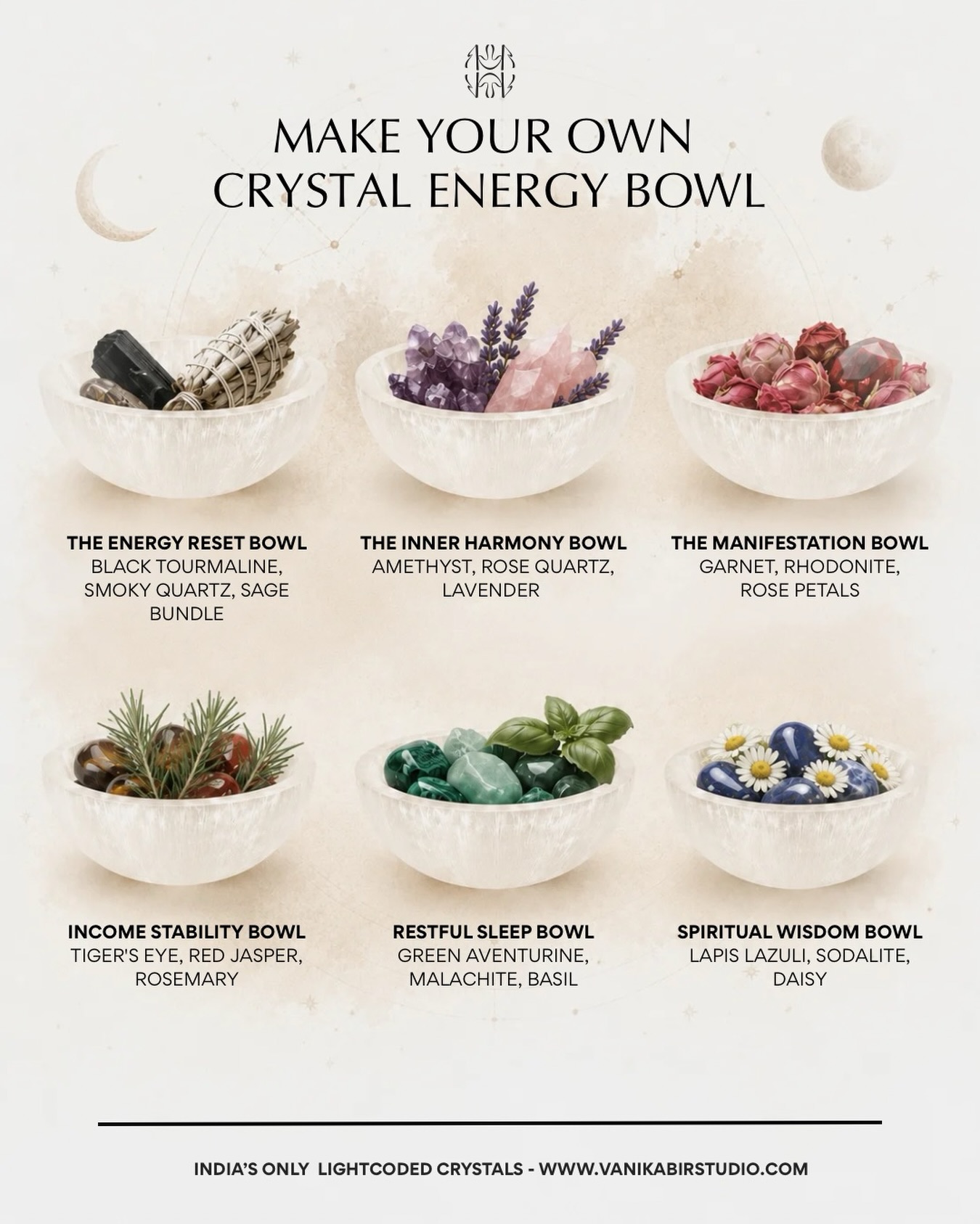 Vani Kabir Studio Facebook ad: Which crystal energy bowl are you naturally drawn…