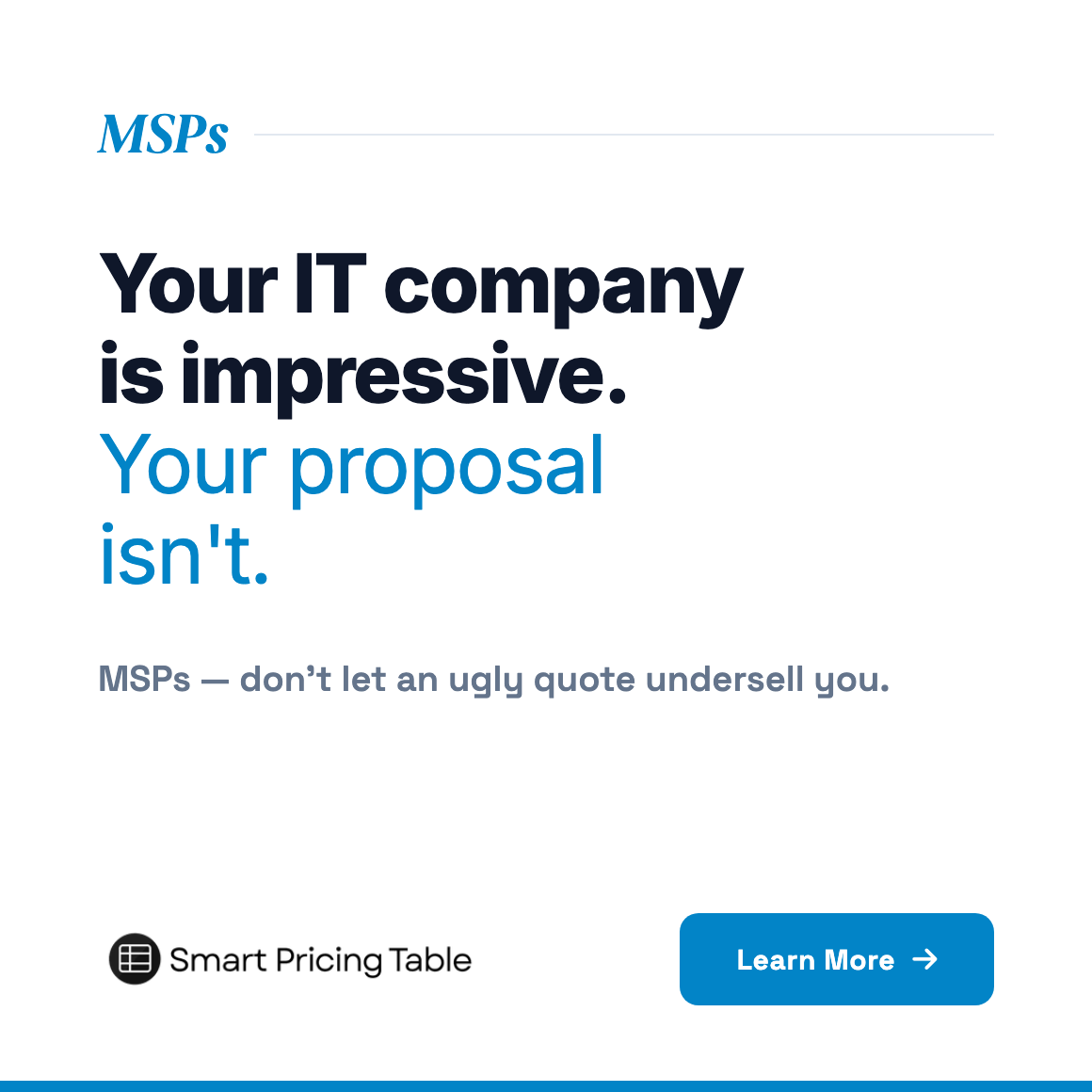 Smart Pricing Table Facebook ad