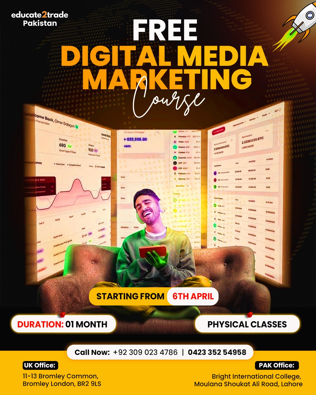 Educate2trade Pakistan Facebook ad: Free Digital Media Marketing Course