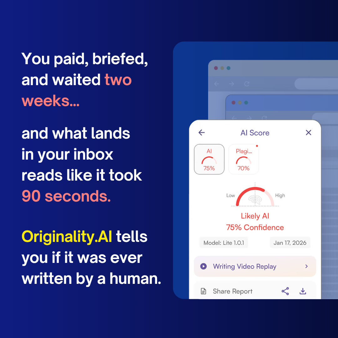 Originality.AI - AI Detection and Plagiarism Checking Facebook ad