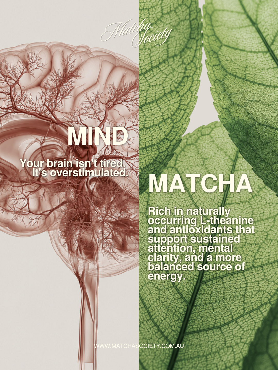 Matcha Society Facebook ad: Save 15% with code 'MATCHALOVE'.