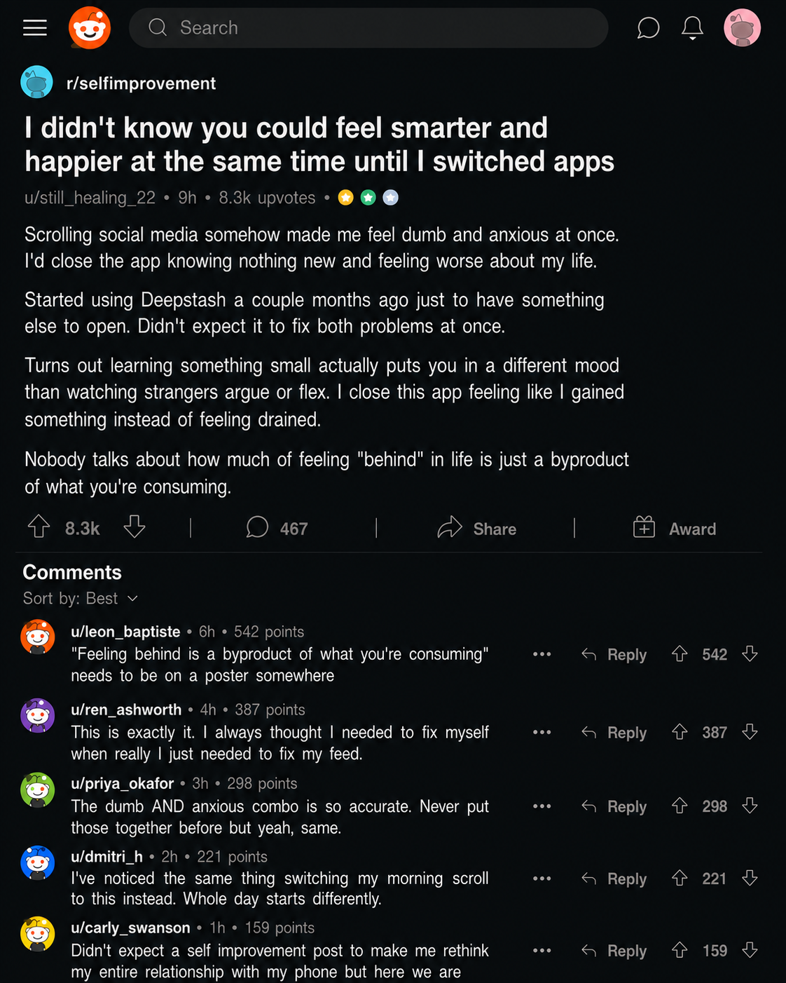 Deepstash Facebook ad