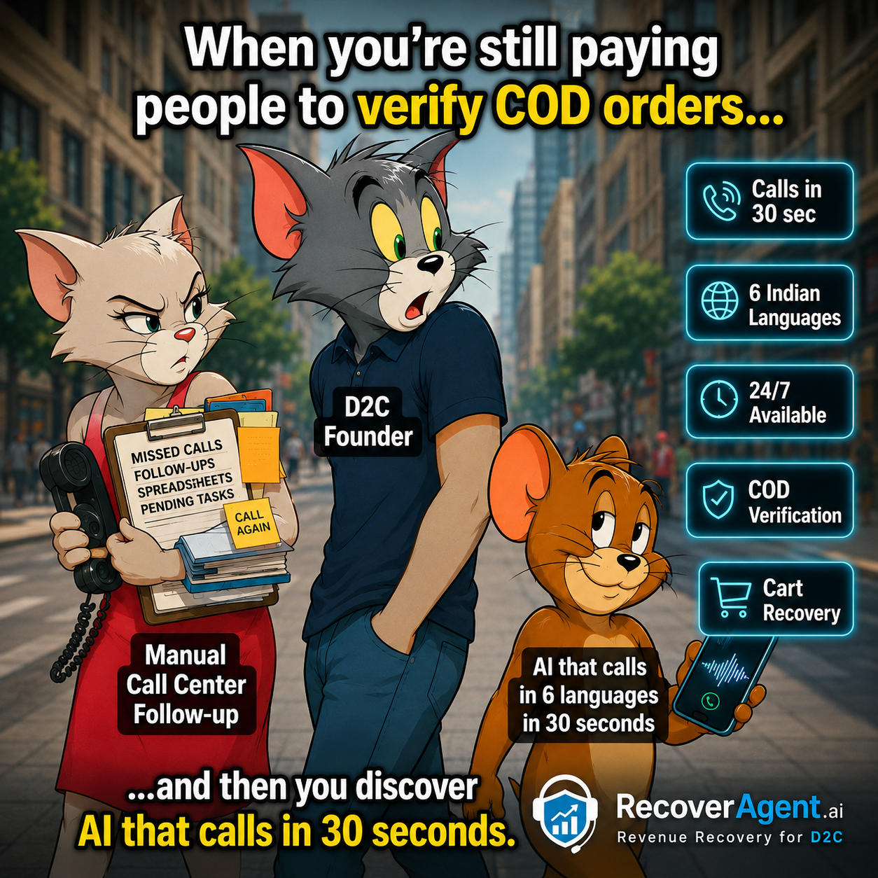 Recover Agent Facebook ad: AI COD Verification in 30 Seconds