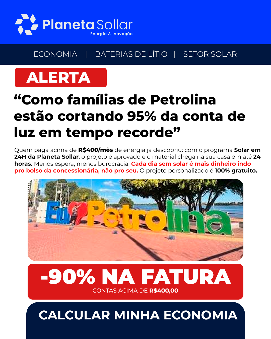 Planeta Sollar Facebook ad: Toque em Saiba Mais e fale com um especialista!