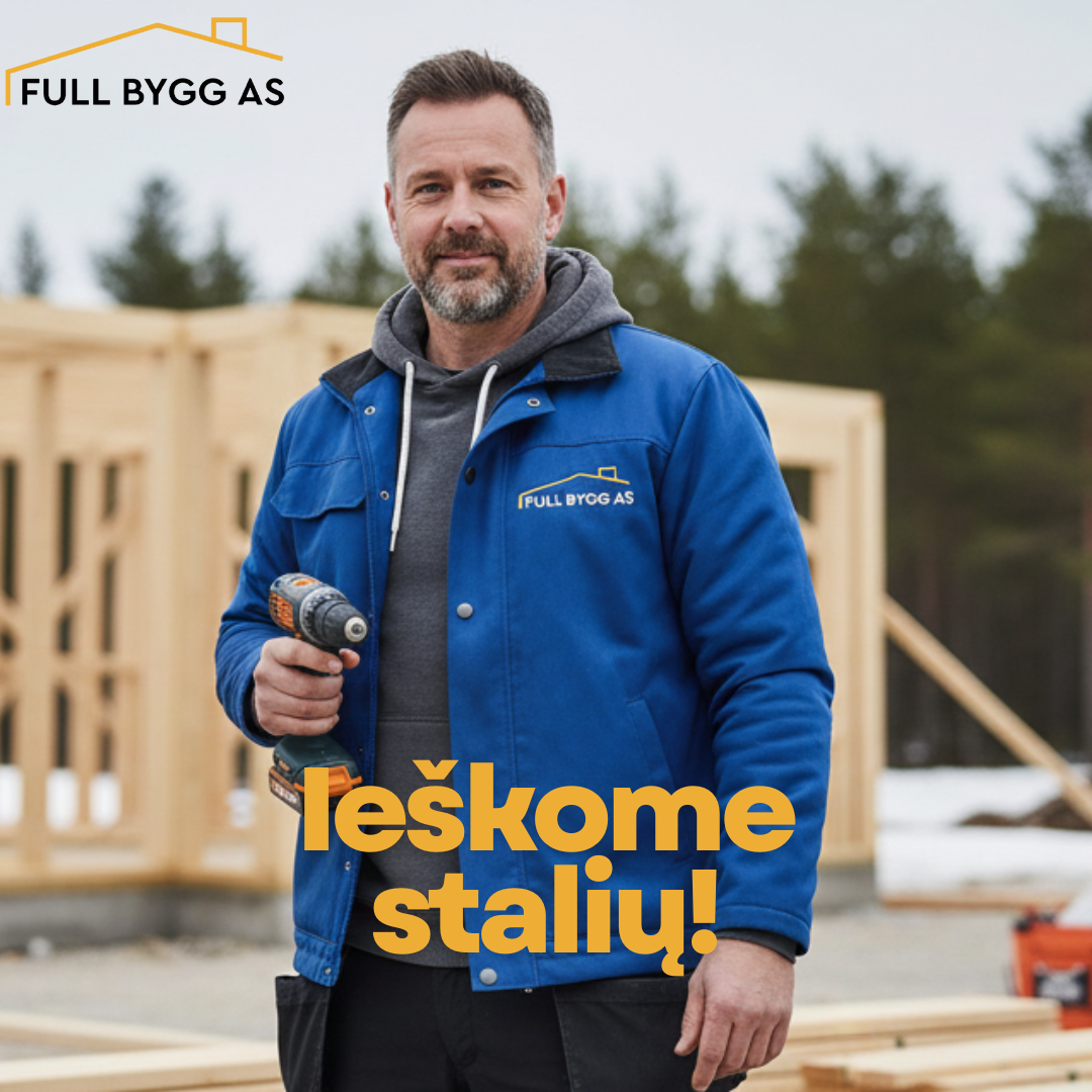 Full Bygg Facebook ad: Ieškome stalių Norvegijoje