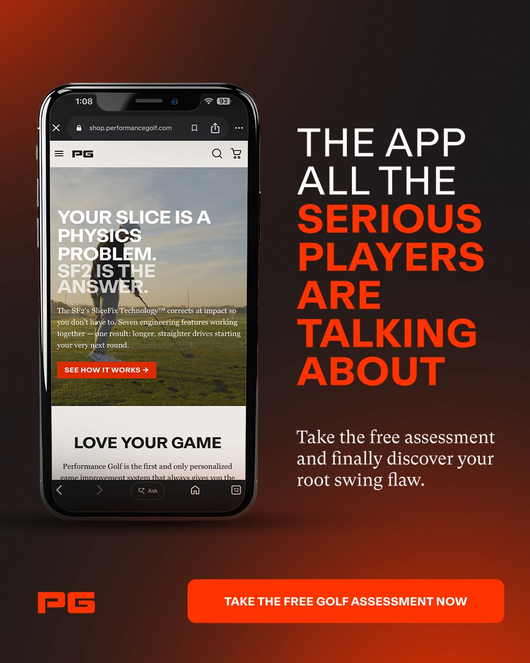 Performance Golf Facebook ad