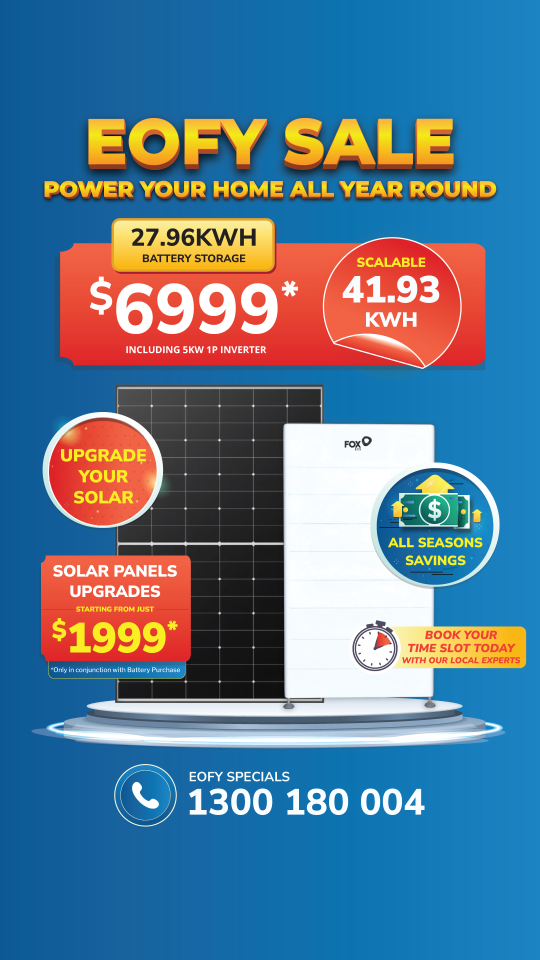 Four Seasons Solar & Batteries Facebook ad: Upgrade Your Solar & Batteries