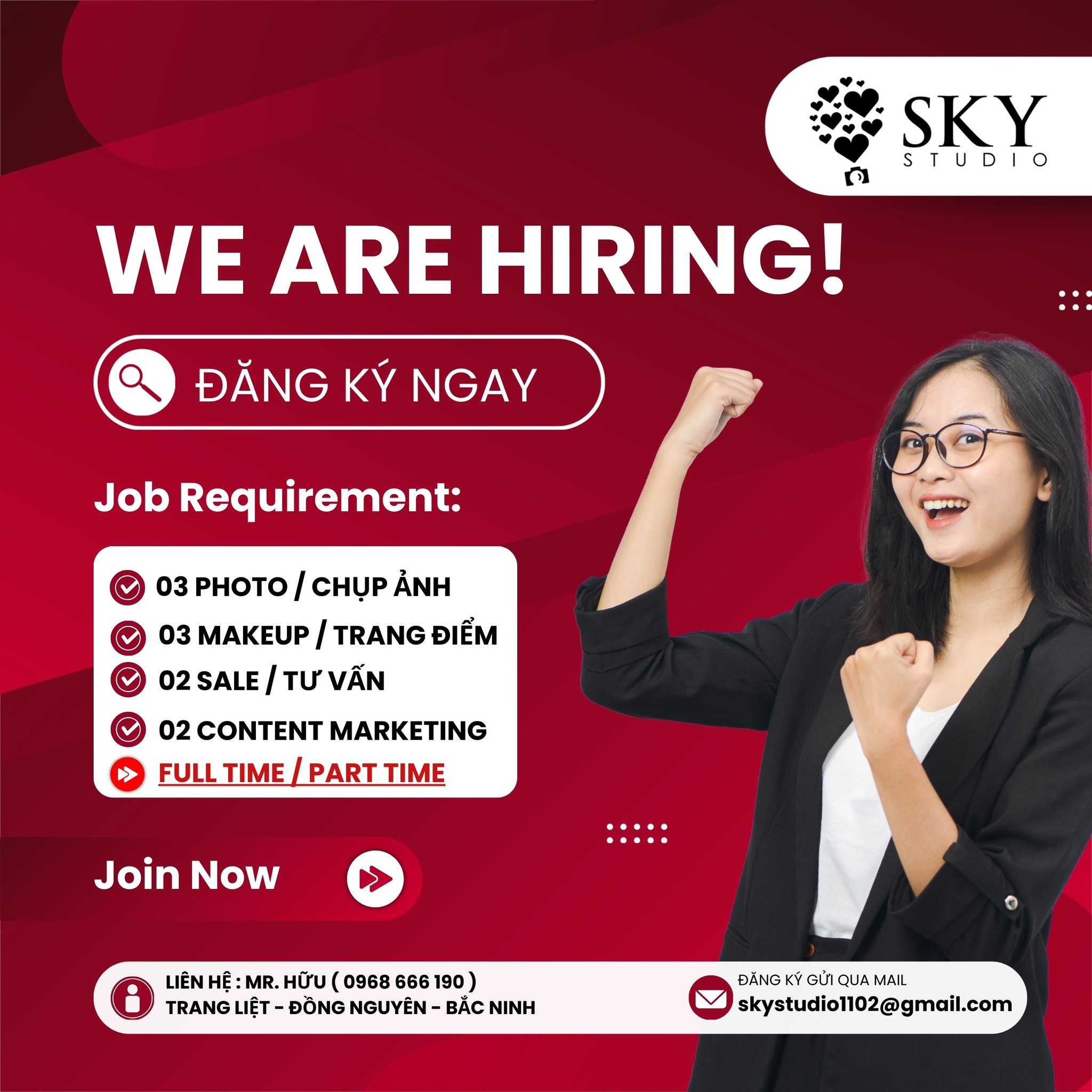 SKY Studio - Ảnh viện cho bé và gia đình TOP 1 Bắc Ninh Facebook ad: TUYỂN NHÂN SỰ LÀM LÂU DÀI