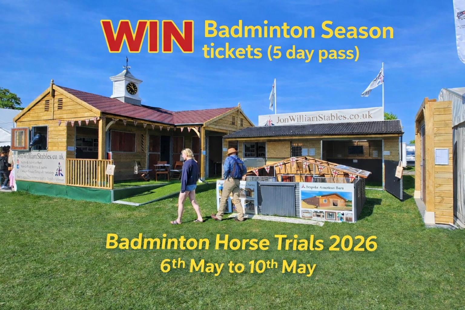 Jon William Stables Facebook ad: WIN BIG: Badminton Horse Trials Season Tickets!