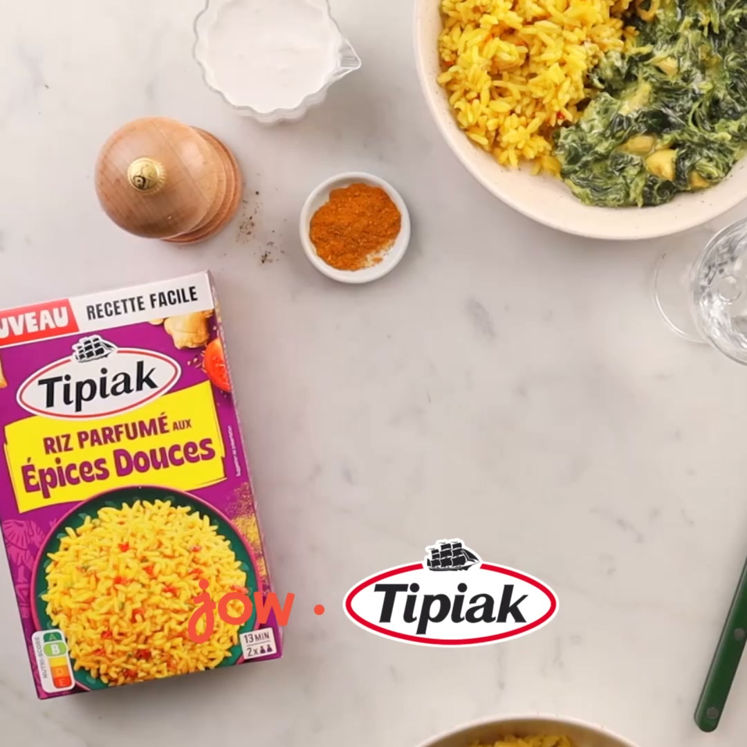 Jow Facebook ad: La recette du Poulet au lait de coco, épinards & épices…