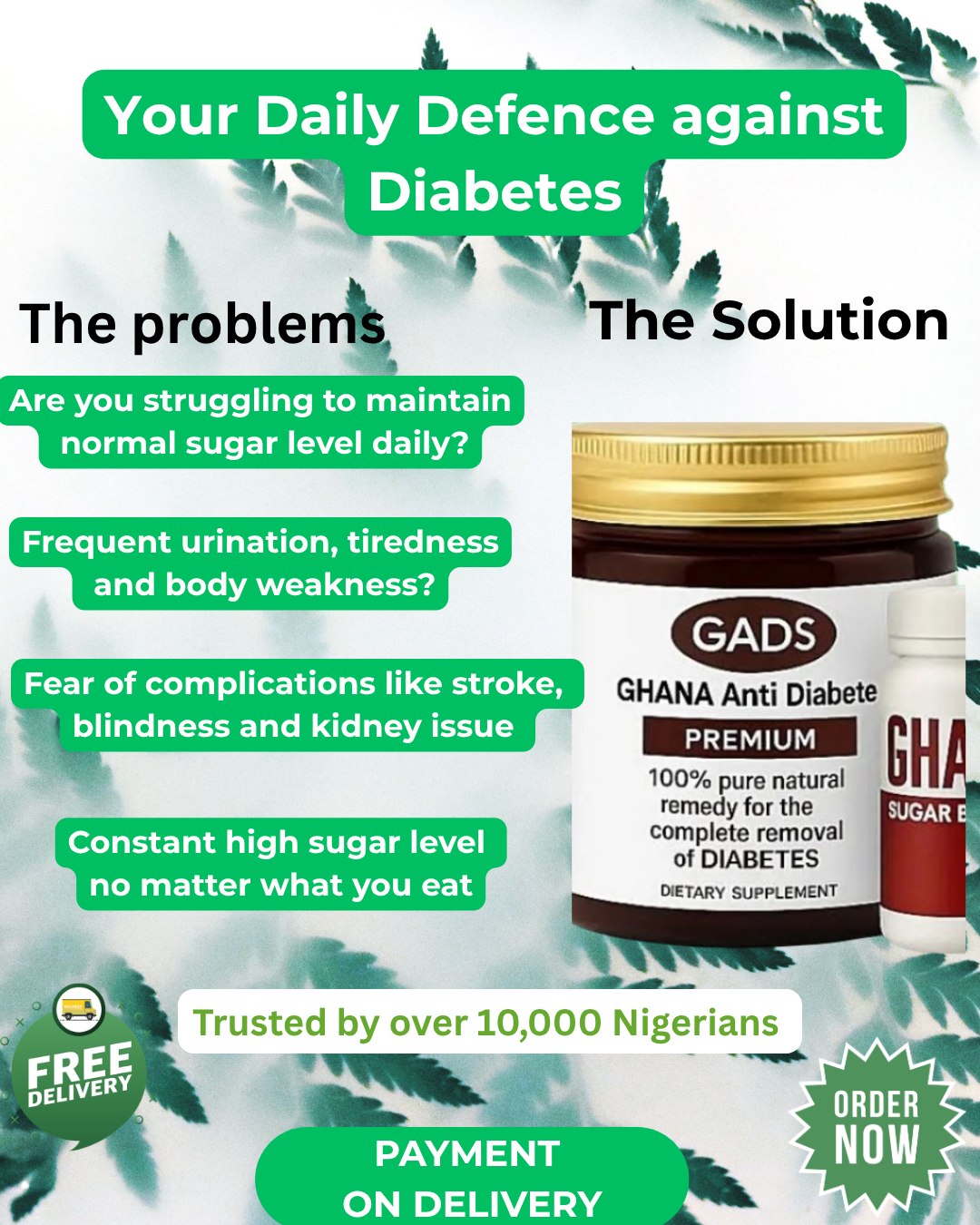 Greenlife Essentials Facebook ad: Lower your blood Sugar | Get free Ghana Sugar Burner