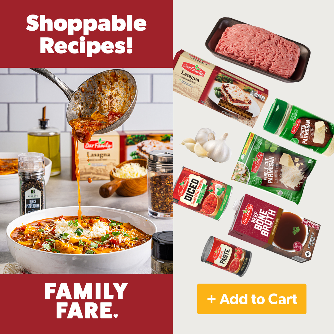 Family Fare Facebook ad: Shop Directly From Recipes