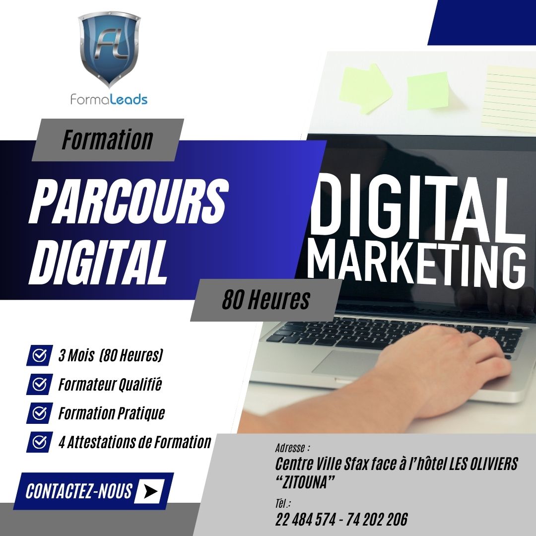 Formaleads Tn Facebook ad: PARCOURS DIGITAL COMPLET, 80 HEURES