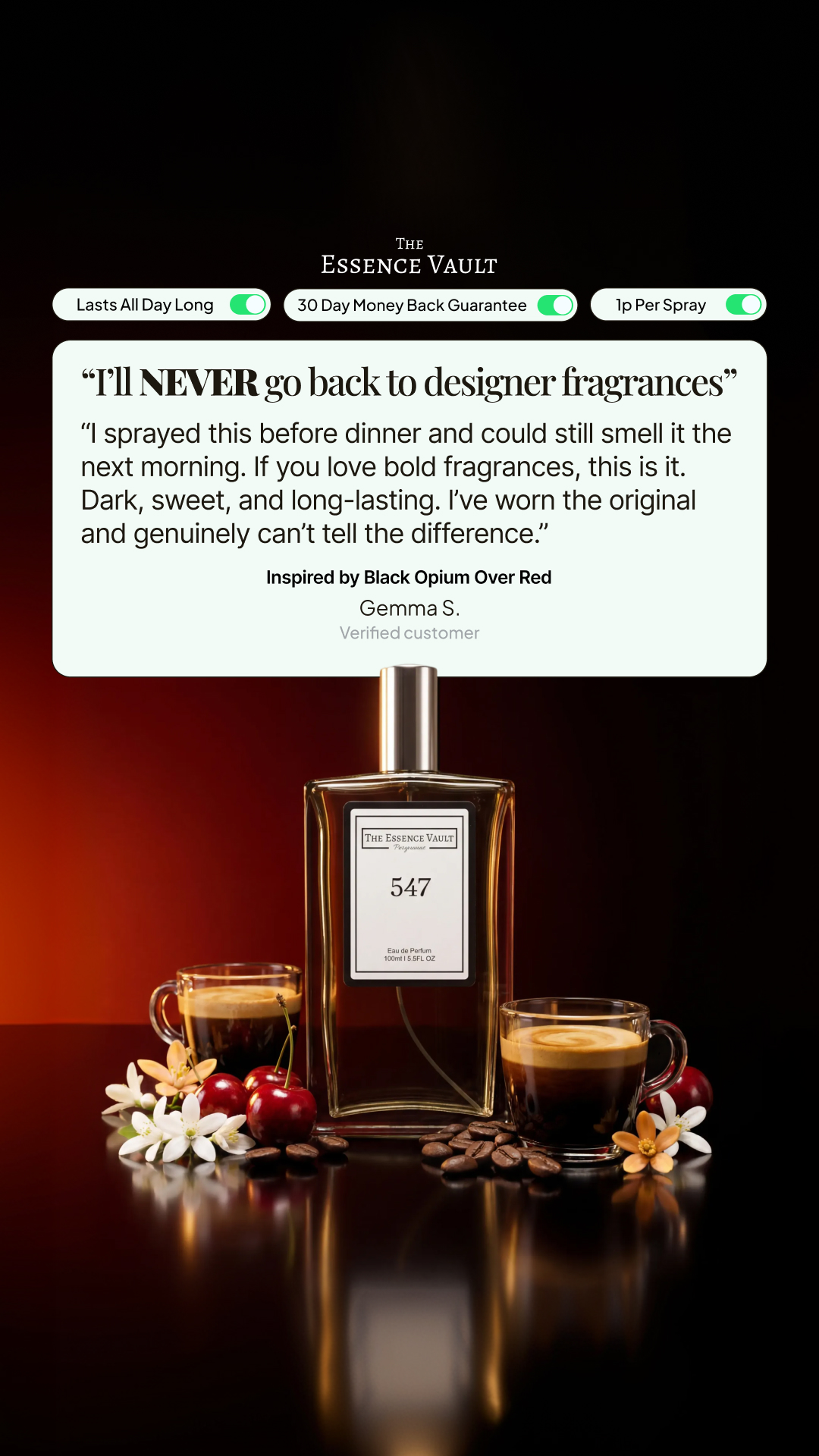 The Essence Vault Facebook ad from Mar 4, 2026