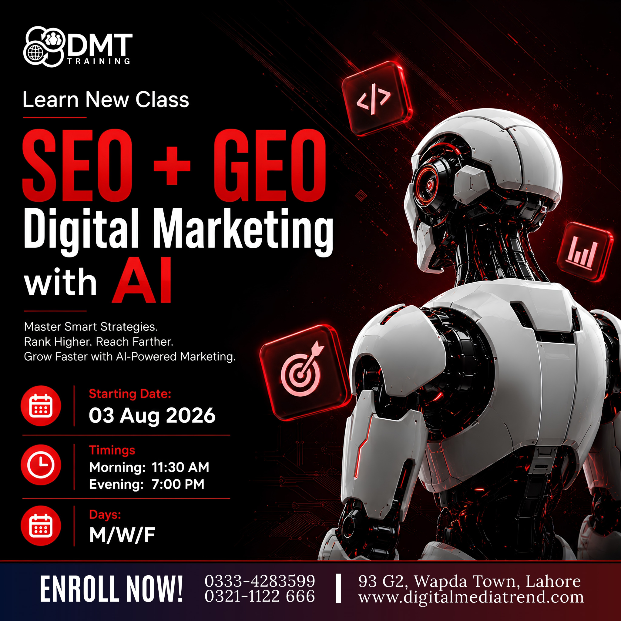 DMT, Digital Marketing Services & Training, Lahore Facebook ad