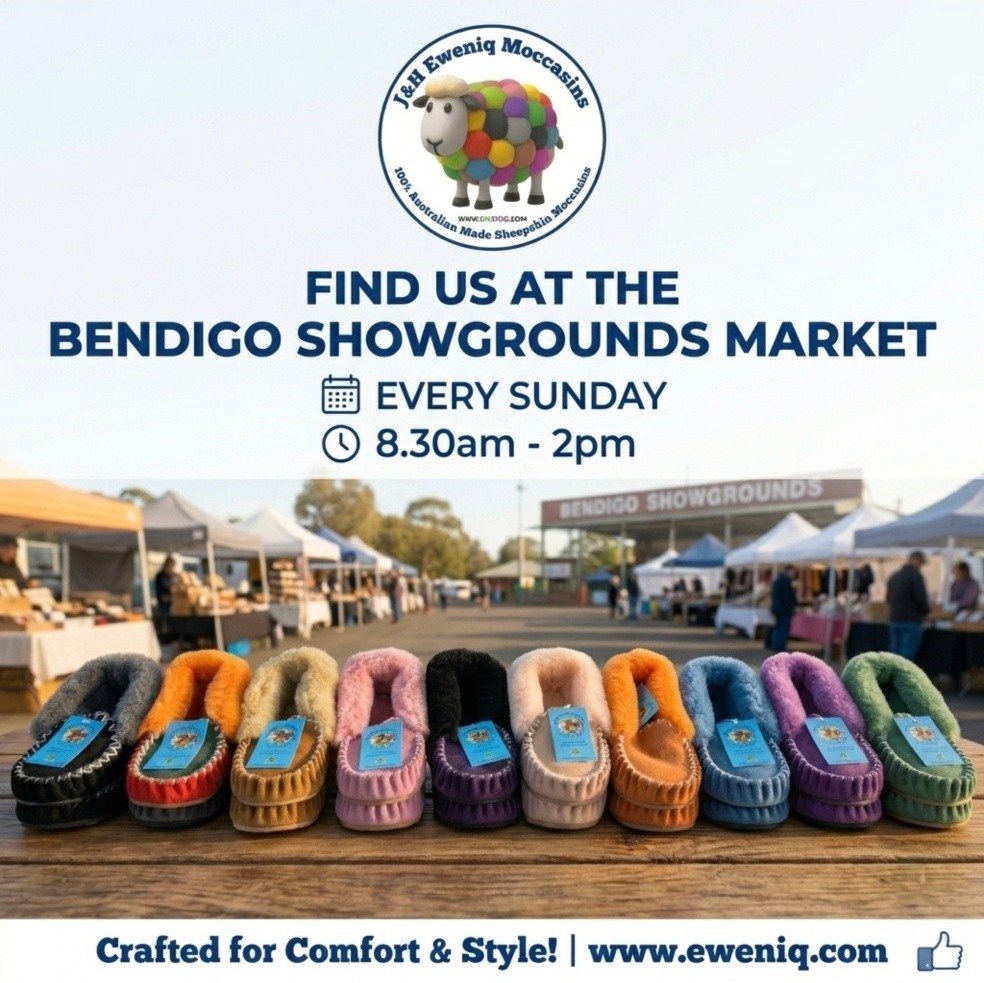 J&H Eweniq Moccasins Facebook ad: Certified Australian Handmade Pure Sheepskin Moccasin…