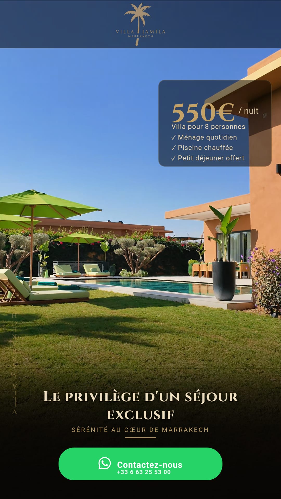 Villa Jamila Marrakech Facebook ad from Mar 29, 2026