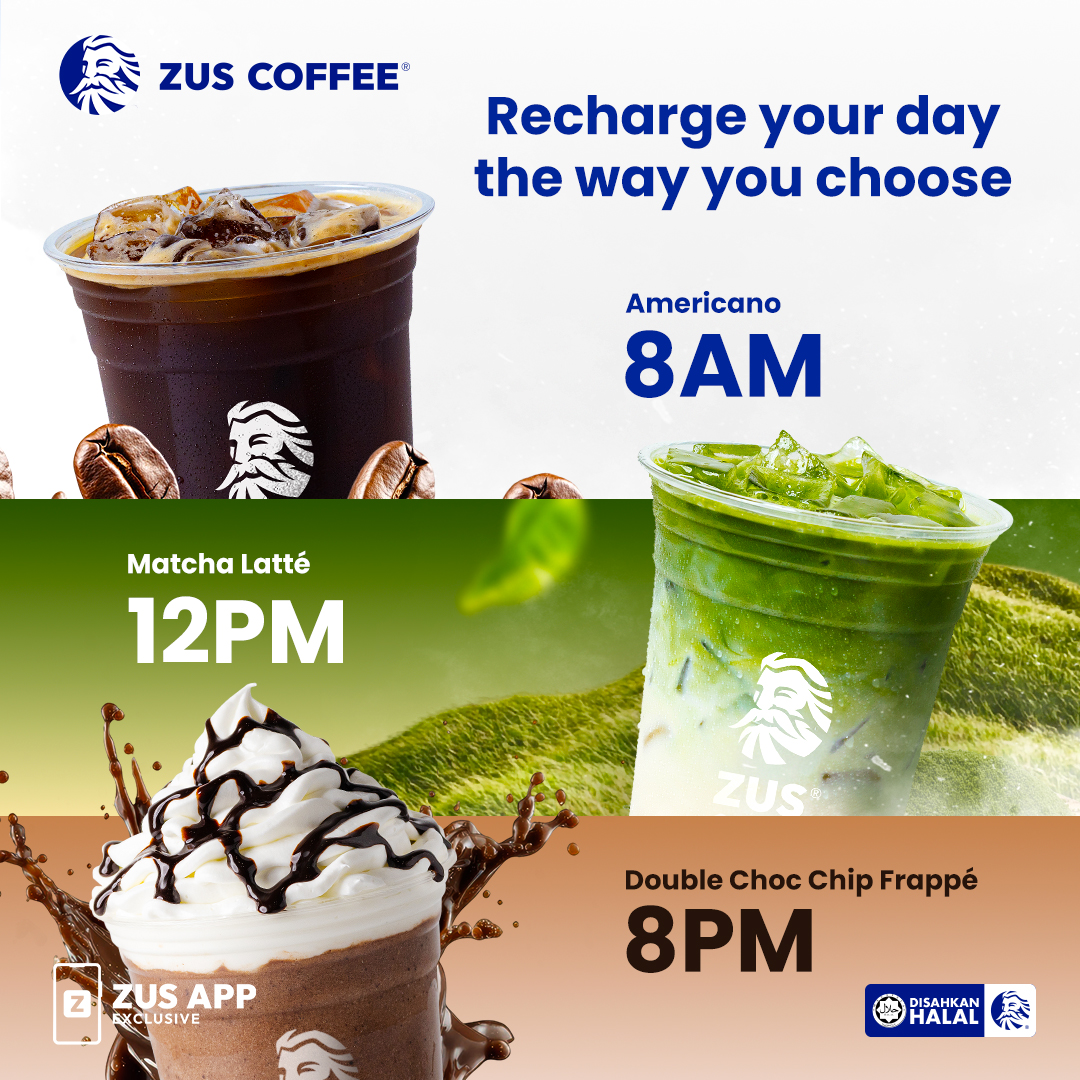 ZUS Coffee Facebook ad: Your Daily Fix, Always Covered!
