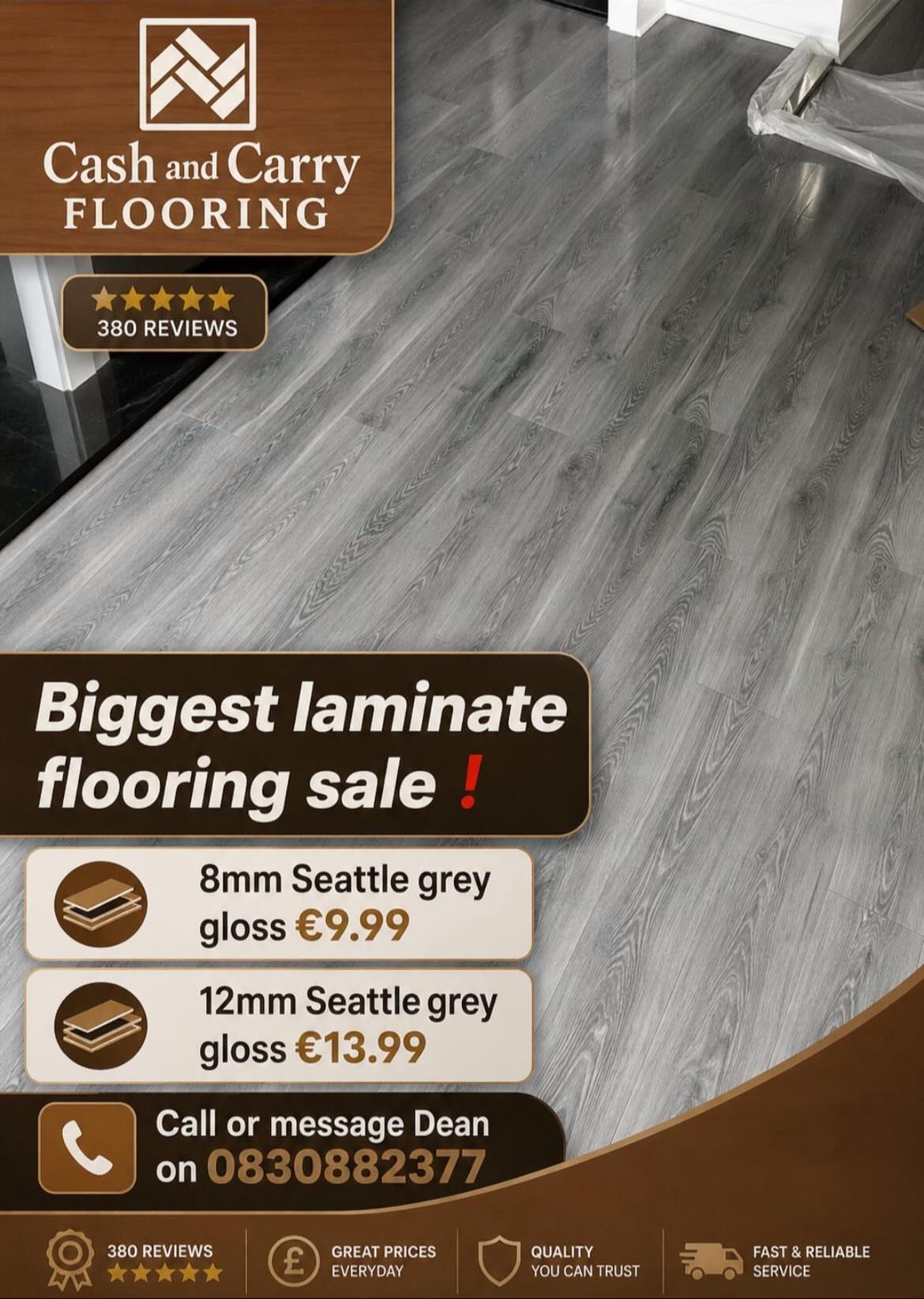 Cash & Carry Flooring Facebook ad: Our biggest laminate sale!