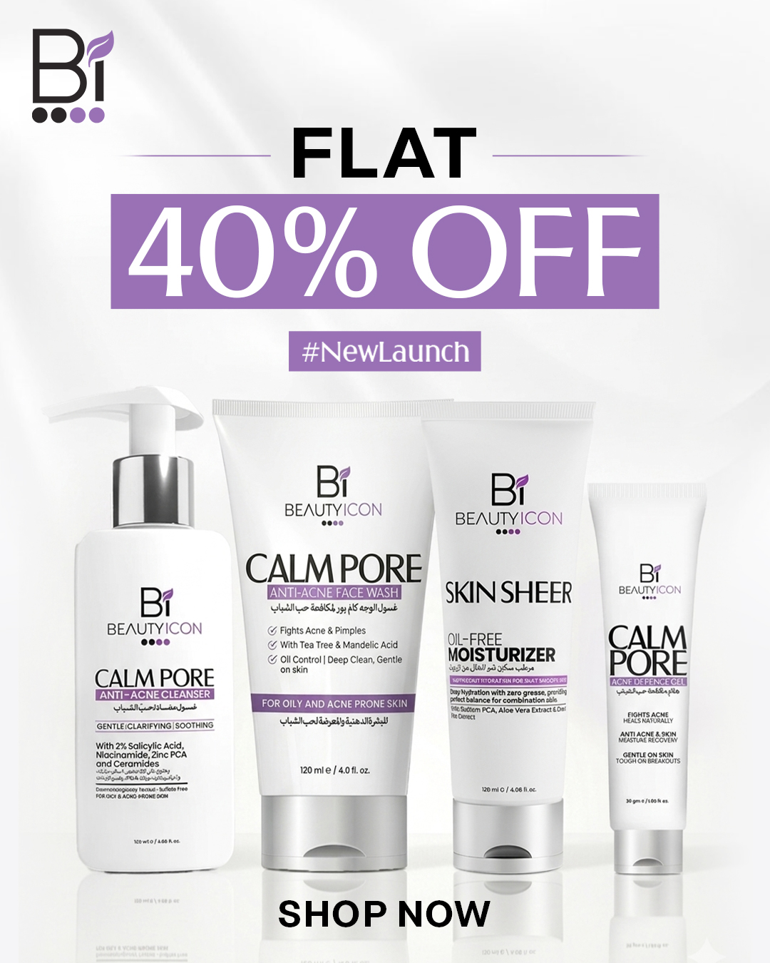 Beauty Icon Facebook ad: FLAT 40% OFF NEW LAUNCH OFFER