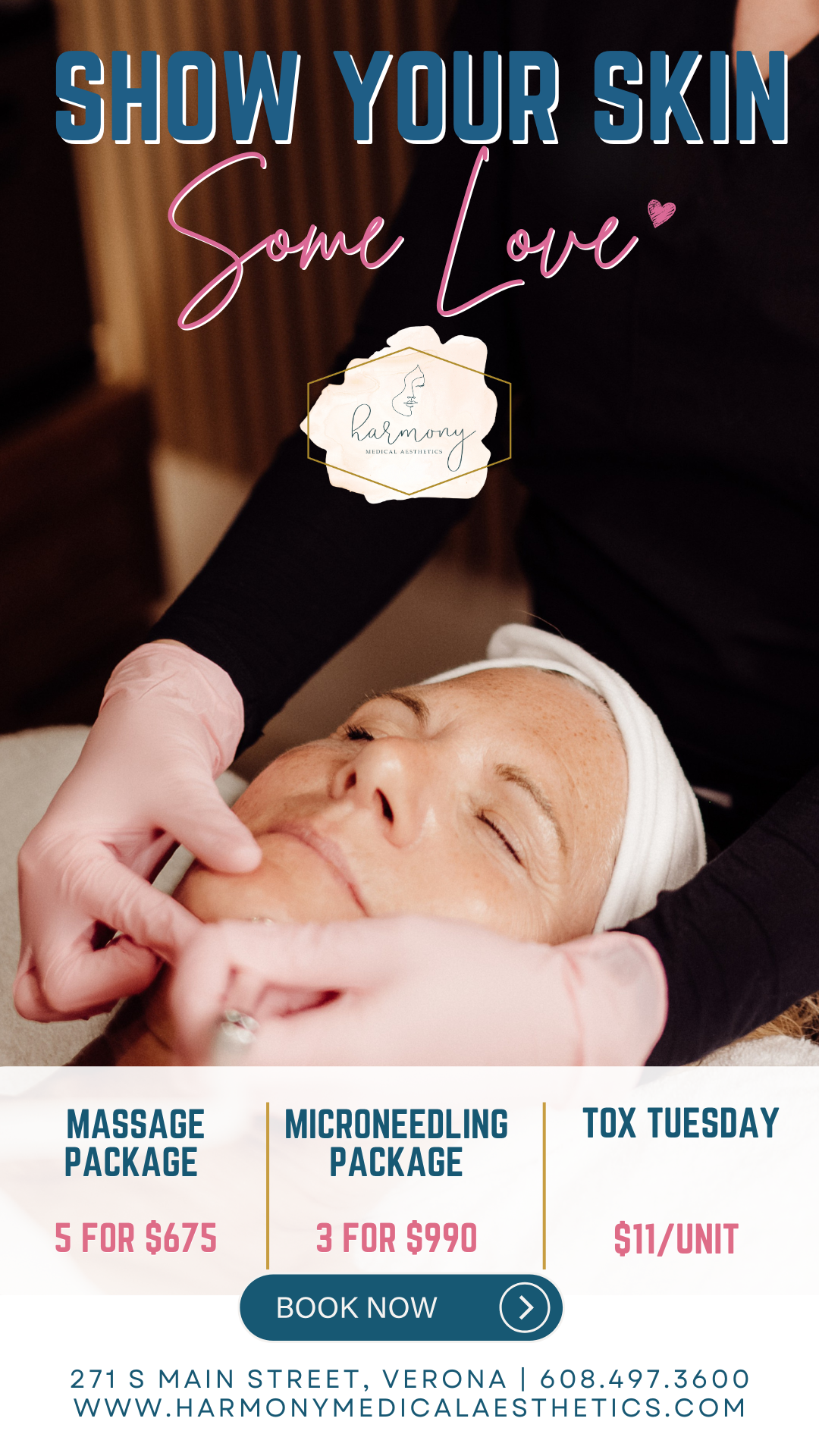 Harmony Medical Aesthetics Facebook ad from Jan 29, 2026