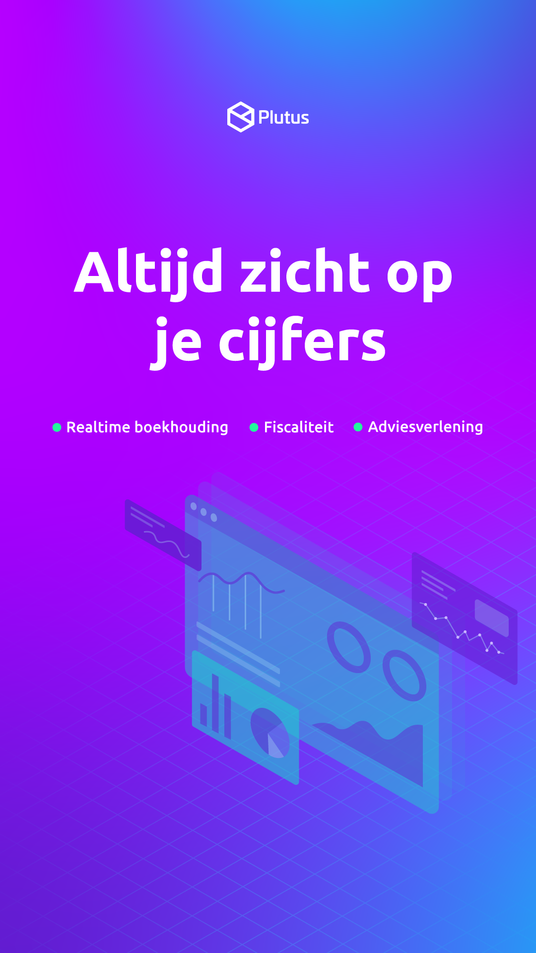 Plutus Accountants & Advisors Facebook ad: Real-time boekhouding & up-to-date fiscaal advies