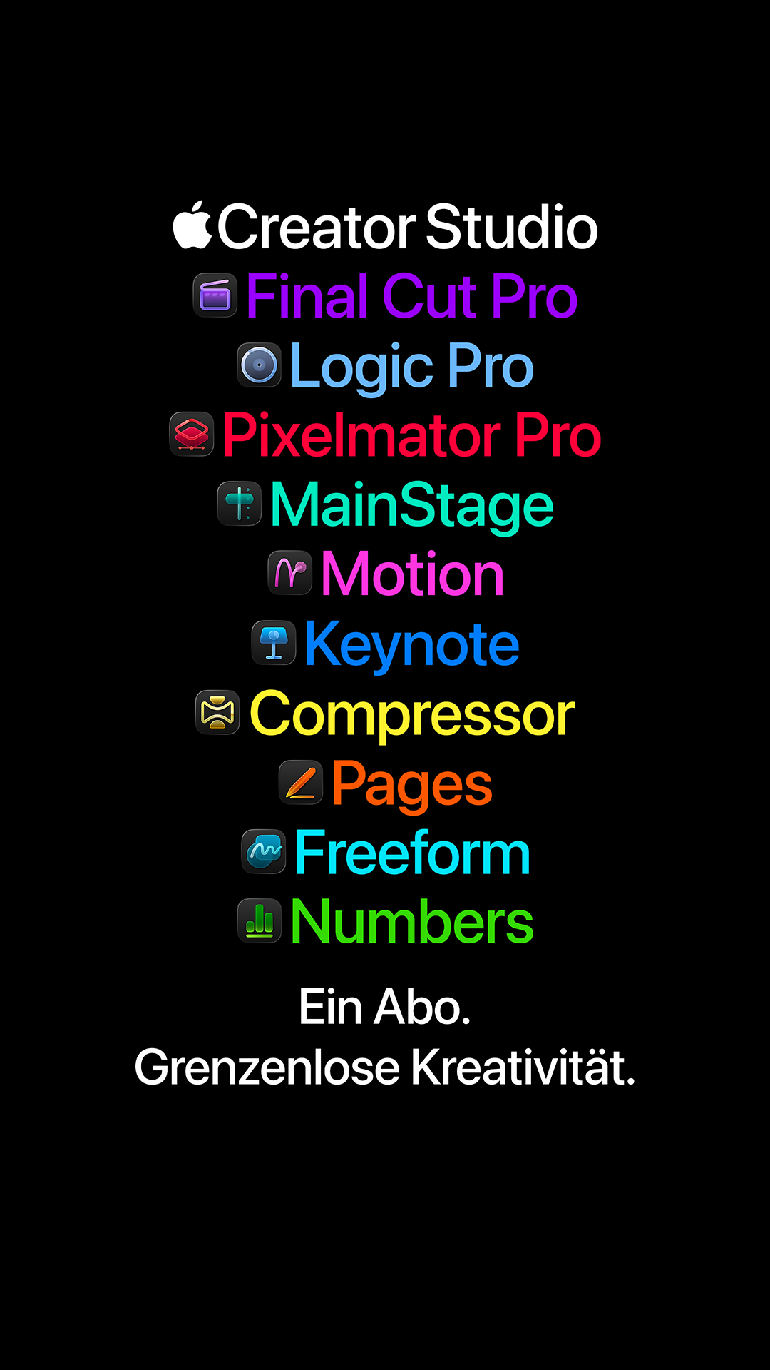 Apple Creator Studio Facebook ad: Die besten Kreativ-Apps von Apple für Film, Musik…